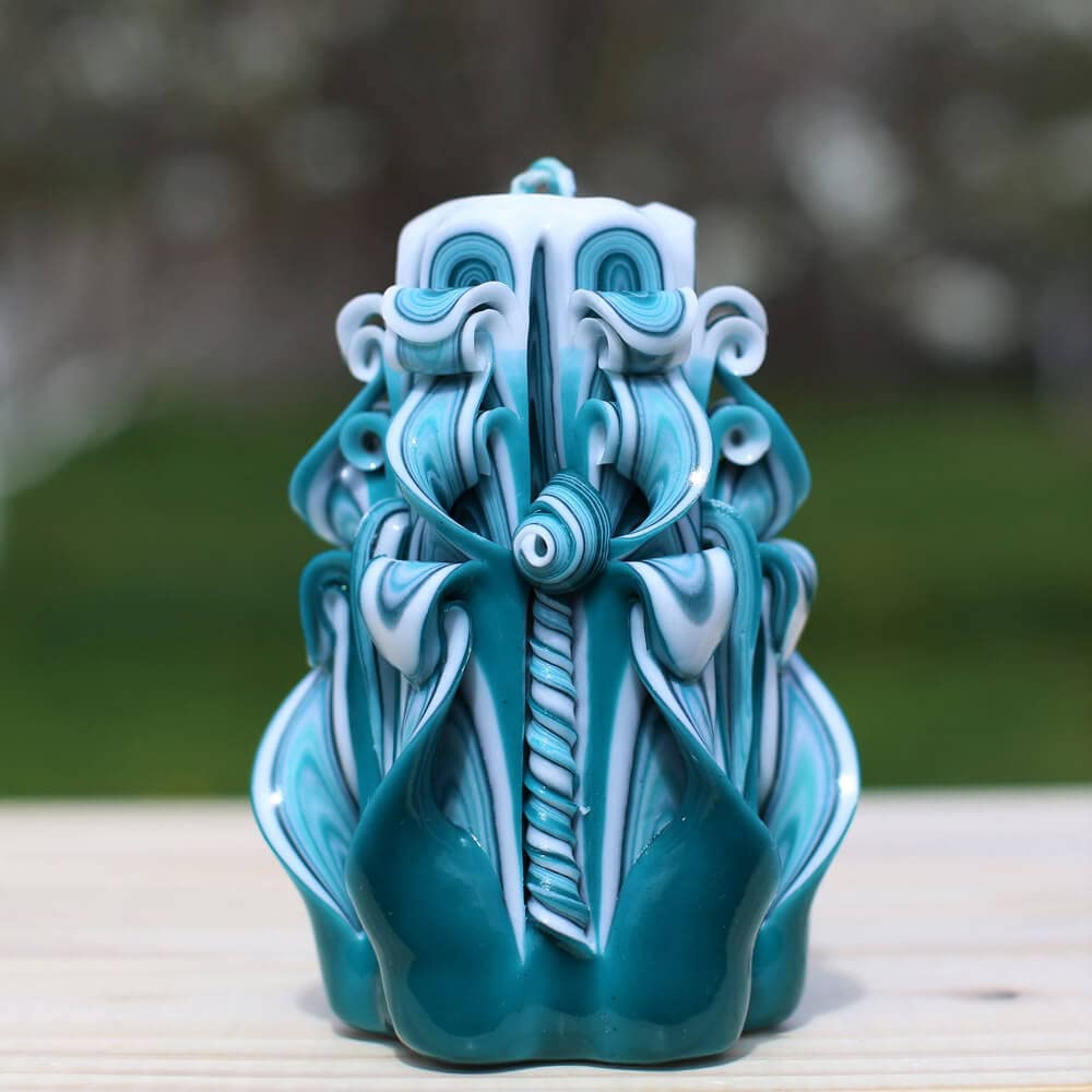 Unique Hand-Carved Teal Magic Candles - Best Mother's Day Gift Ideas - Premium Scented Soy Wax Candles for Home Decor, Relaxation & Romantic Ambiance