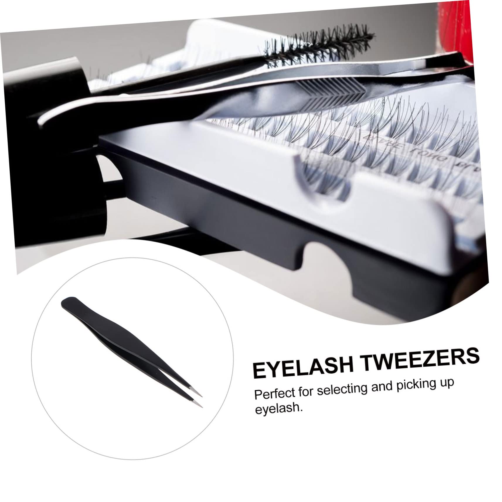 Premium Stainless Steel Eyelash Tweezers Set - 6pcs Professional Lash Extension Tools for Precise Grooming & Makeup Application | Perfect for Salon, Home Use & Travel Beauty Kit