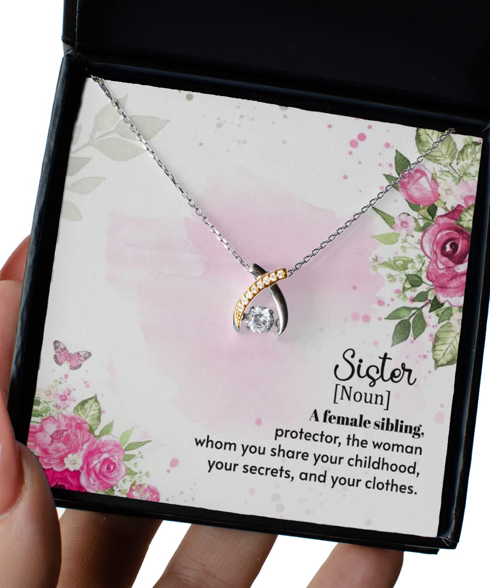Wishbone Dancing Necklace for Sister - Elegant Sister Necklace Gift for Birthday, Christmas & Special Occasions - Perfect Jewelry for Women & Girls