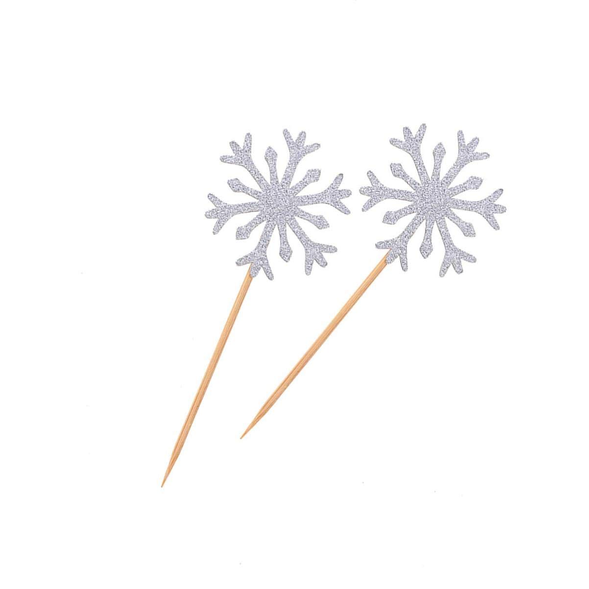 FOMIYES 60pcs Snowflake Cupcake Toppers - Elegant Wedding Cake Decorations, Dessert Toppers, Floral Picks for Baby Shower & European American Style Parties | Perfect for Wedding Cakes, Cupcakes, Dessert Tables & Holiday Celebrations