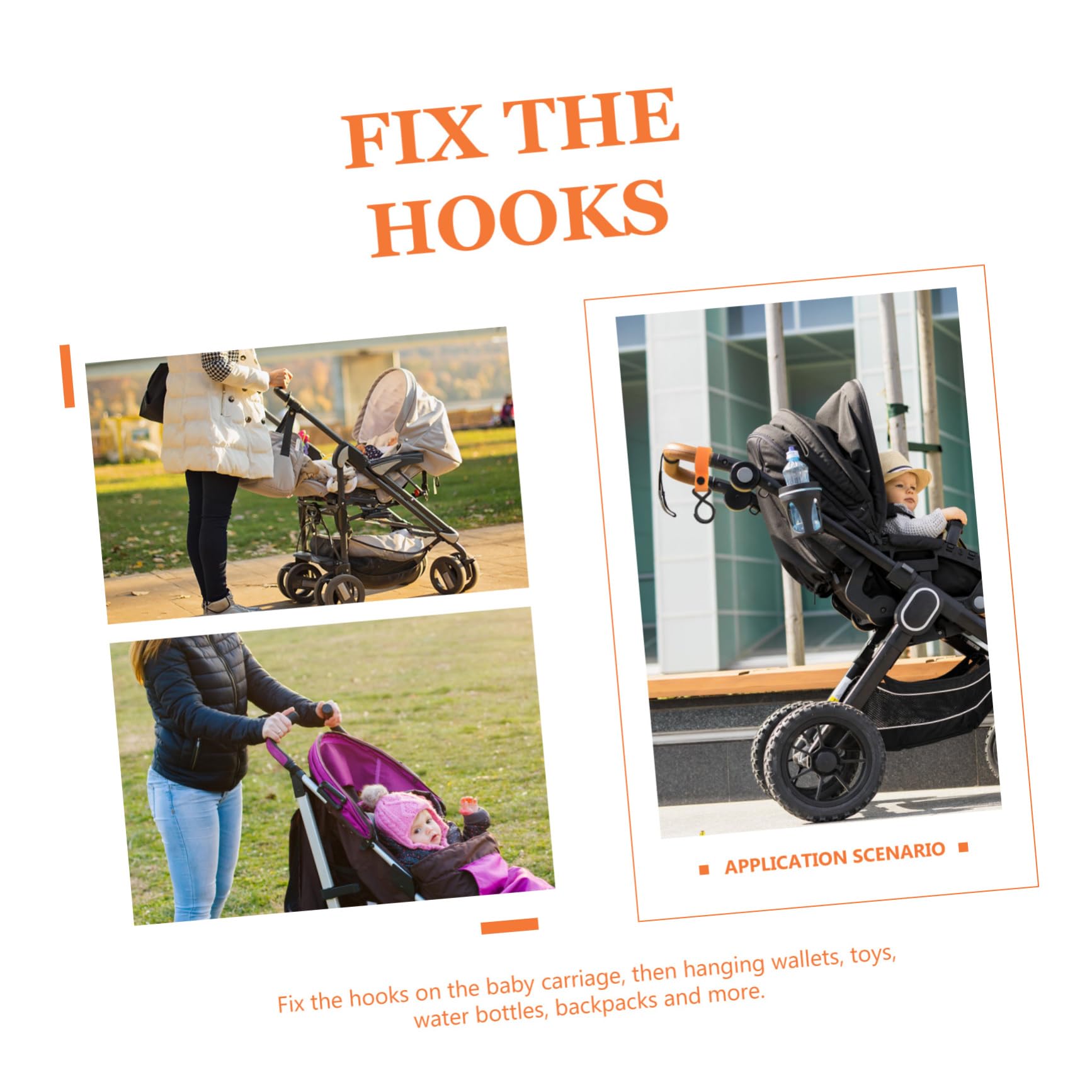 VICASKY 15-Pack Heavy Duty Stroller Hooks - Multi-Purpose Hanging Hooks for Wheelchairs, Prams & Pushchairs - Durable Strap Hangers for Shopping Bags, Purses & Baby Supplies - Perfect for Parents & Caregivers