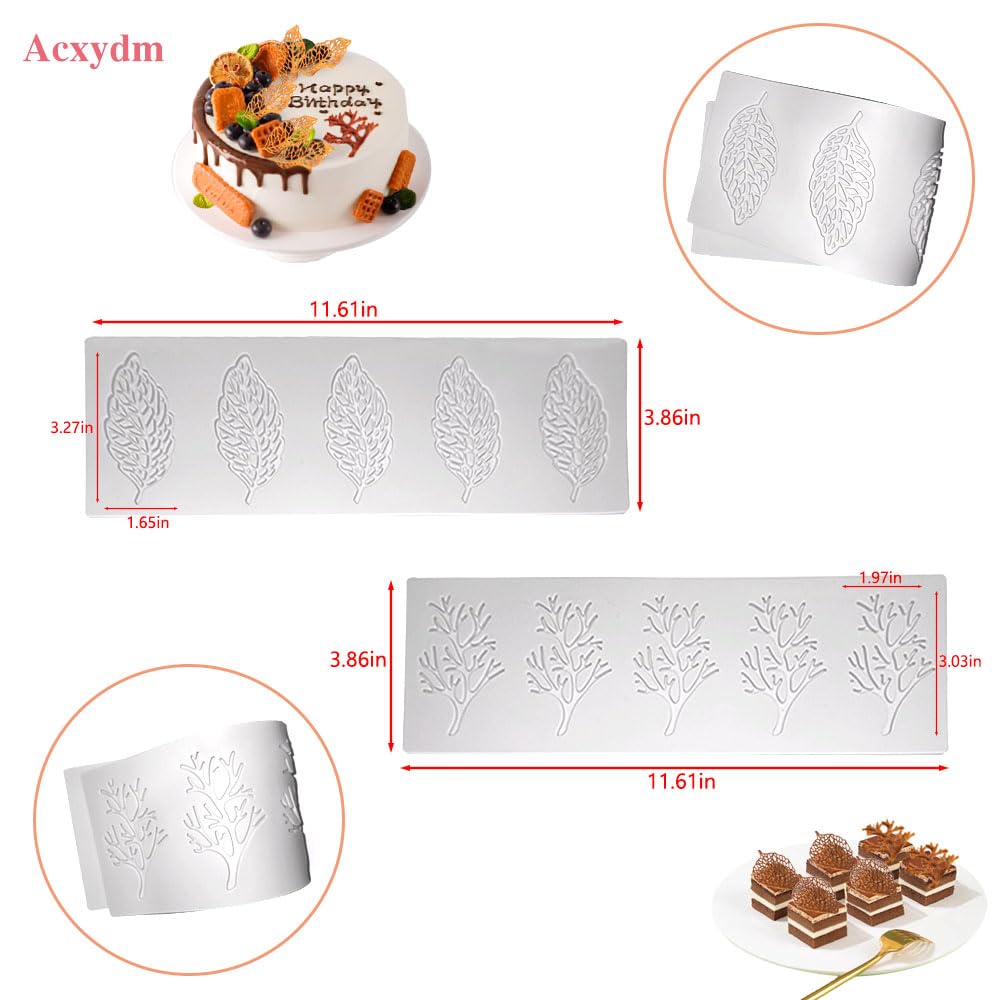 5PCS Silicone Leaf Molds for Baking - Fondant Chocolate Molds Set with 3D Beehive Candy Lace Silicone Molds - Perfect for Sugar Craft, Cupcakes, Cake Decorating, and DIY Dessert Making