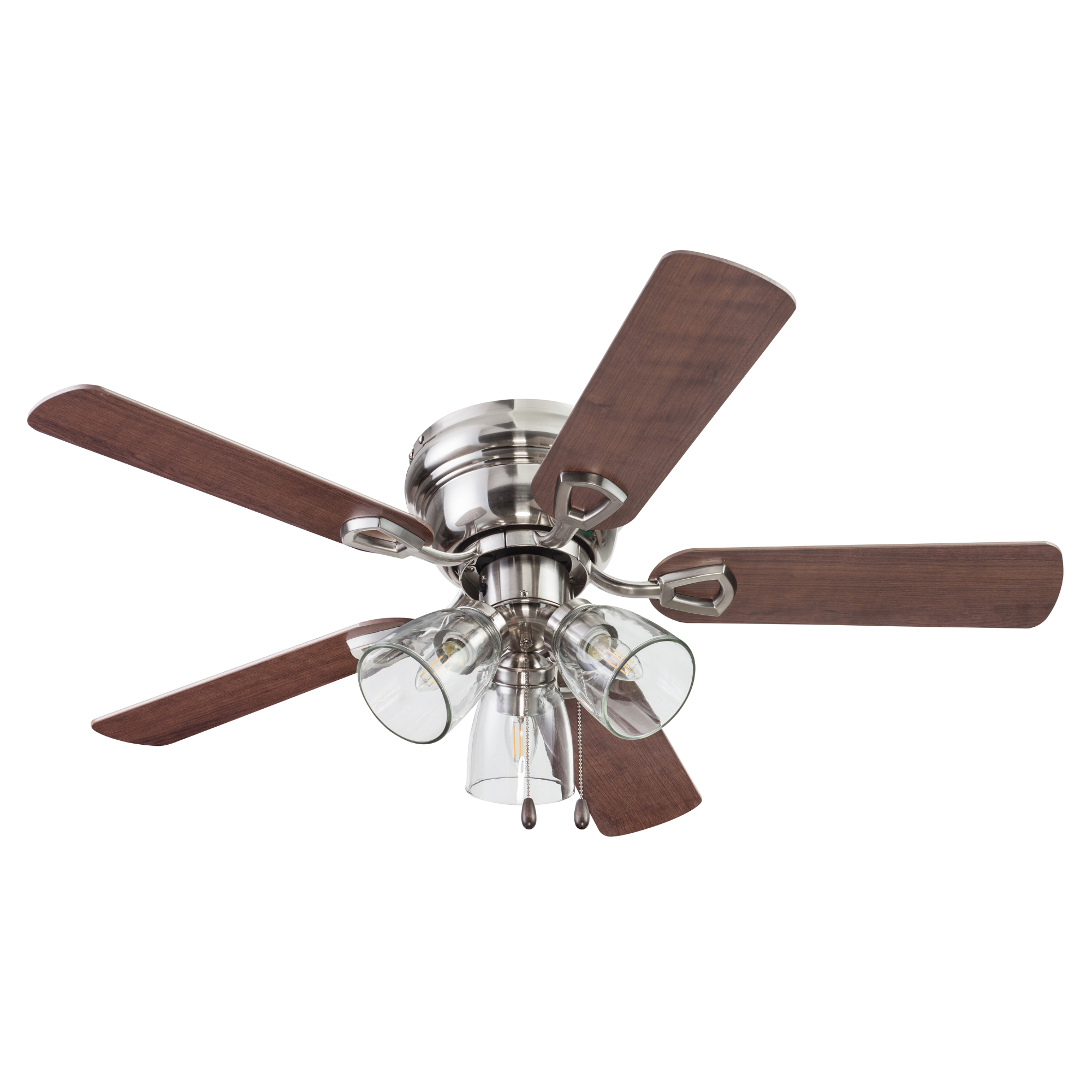 42 Inch Renton Brushed Nickel Ceiling Fan with Pull Chain - Modern Indoor Cooling for Living Room, Bedroom, and Office Spaces