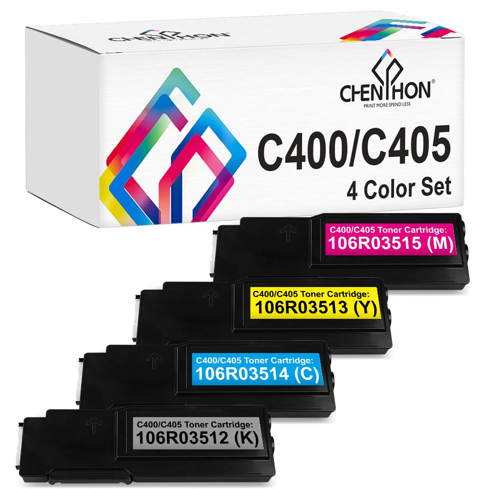 High Yield Toner Cartridge 4-Color Set (KCMY) - Replacement for Xerox VersaLink C400 C405 Series Printers - Compatible with VersaLink C400D, C400DN, C405N, C405DN - Perfect for Office Printing, Document Reproduction & High-Volume Color Printing