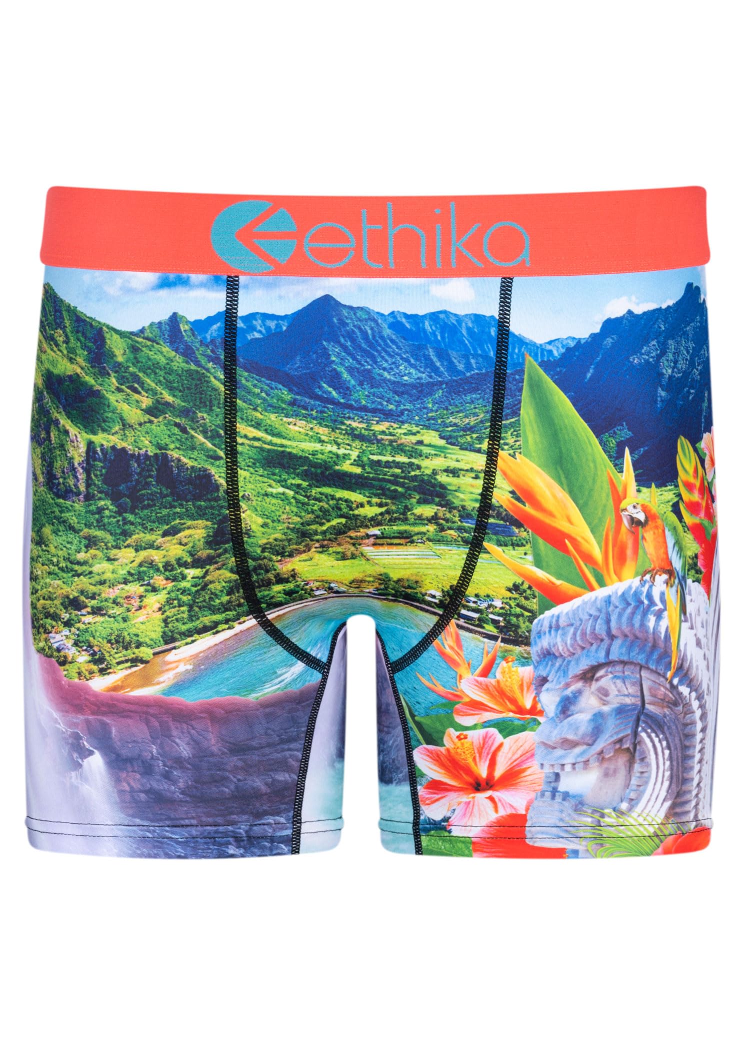 Ethika Men's MID Boxer Brief - Soft Breathable Underwear for All-Day Comfort | Island Time Print | Perfect for Workout, Travel & Daily Wear