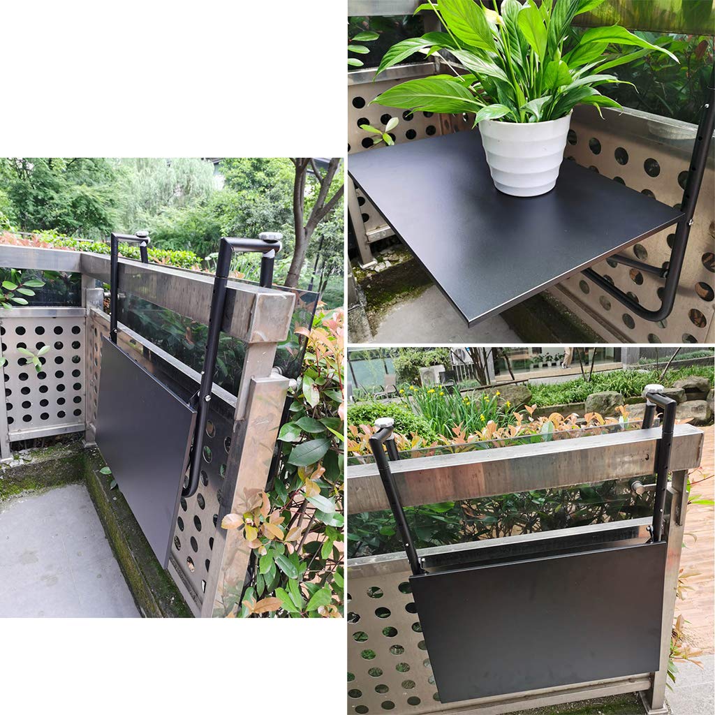 Foldable Outdoor Balcony Hanging Table - Adjustable Folding Deck Table for Patio Railing, Garden & Small Space Dining - Fits Railings from 0.5cm - Perfect for Coffee, Breakfast & Relaxing on Your Balcony or Deck
