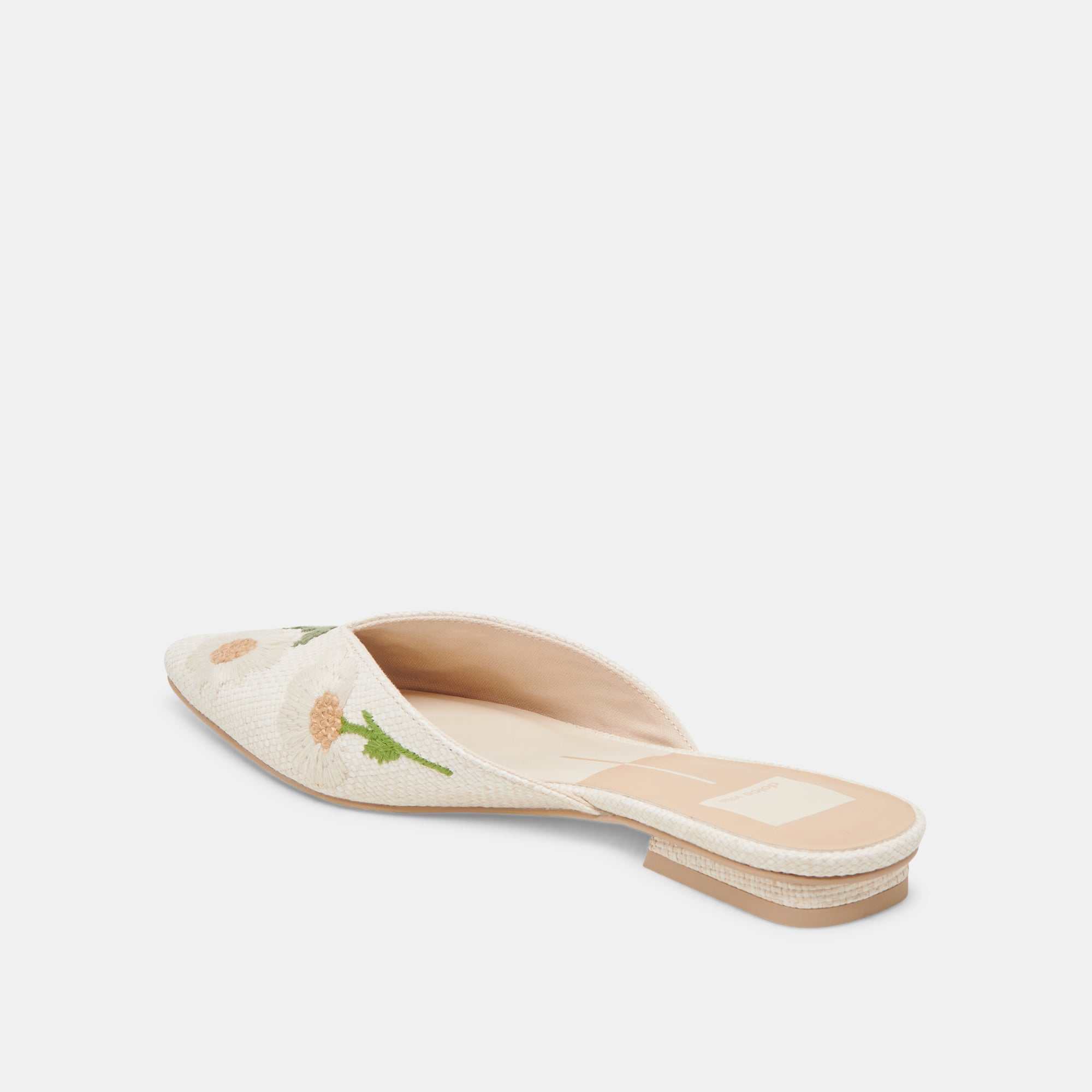 ELM FLATS White Floral Raffia Sandals - Women's Summer Beach Shoes for Casual Outings and Vacations