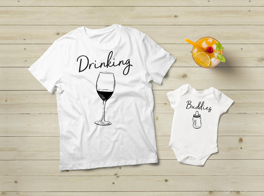 Mom and Son Matching Outfits - Drinking Buddies T-Shirts for Family | Perfect for Mother's Day, Family Photos & Casual Outings