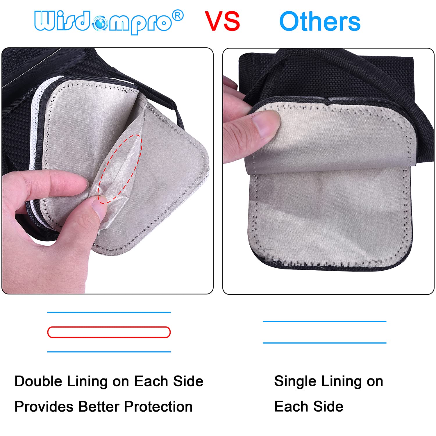 Wisdompro Faraday Pouch for Car Keys (2 Pack) - RFID Signal Blocking Bag, Anti-Theft Keyless Entry Protector - PU Leather Black | Prevent Car Hacking & Protect Key Fobs at Home, Travel or Parking