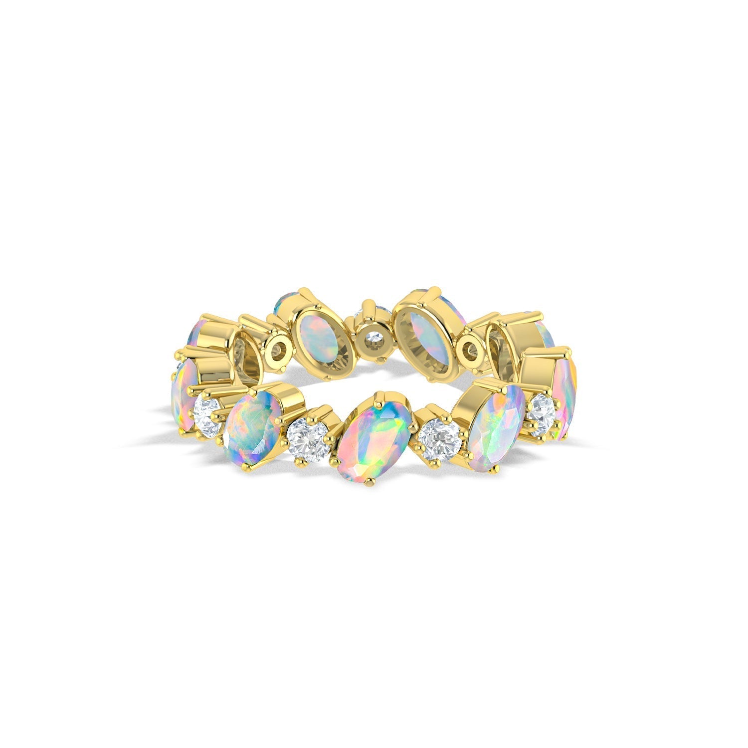 Blue Fire Oval Faceted Opal Ring for Women | Sterling Silver Gemstone Jewelry | Elegant Gift for Birthday, Anniversary & Special Occasions