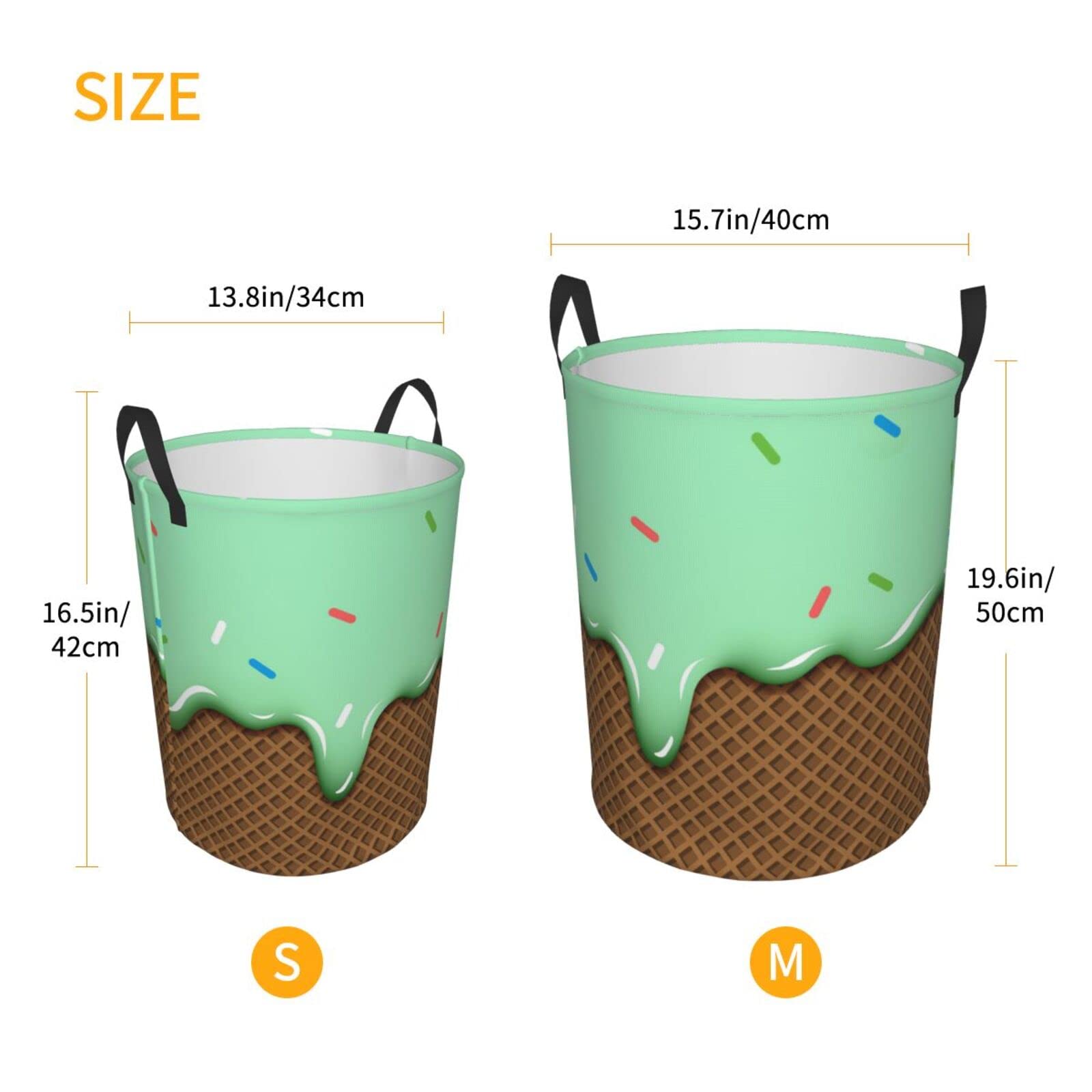Collapsible Laundry Basket with Handle - Waterproof Fabric Hamper for Clothes, Toys & Storage | Foldable Organizer Bin for Bathroom, Bedroom & Dorm | Large Capacity Dirty Clothes Basket (Mint Vanilla)