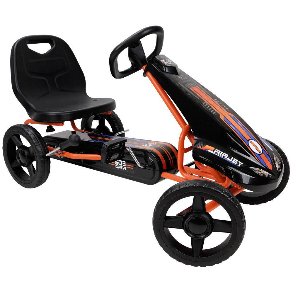 Jet-Powered Pedal Go Kart for Kids - Orange Sporty Graphics - Outdoor Racing Fun & Backyard Adventures