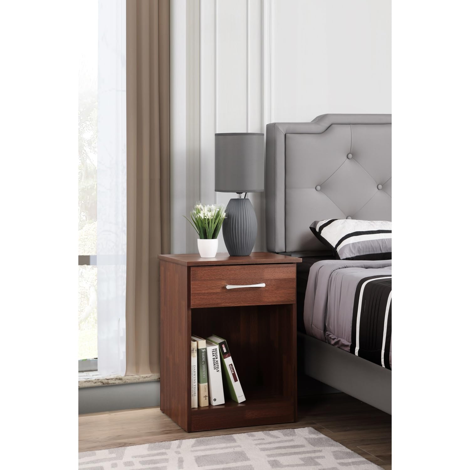 Lindsey 1-Drawer Cherry Nightstand - 24