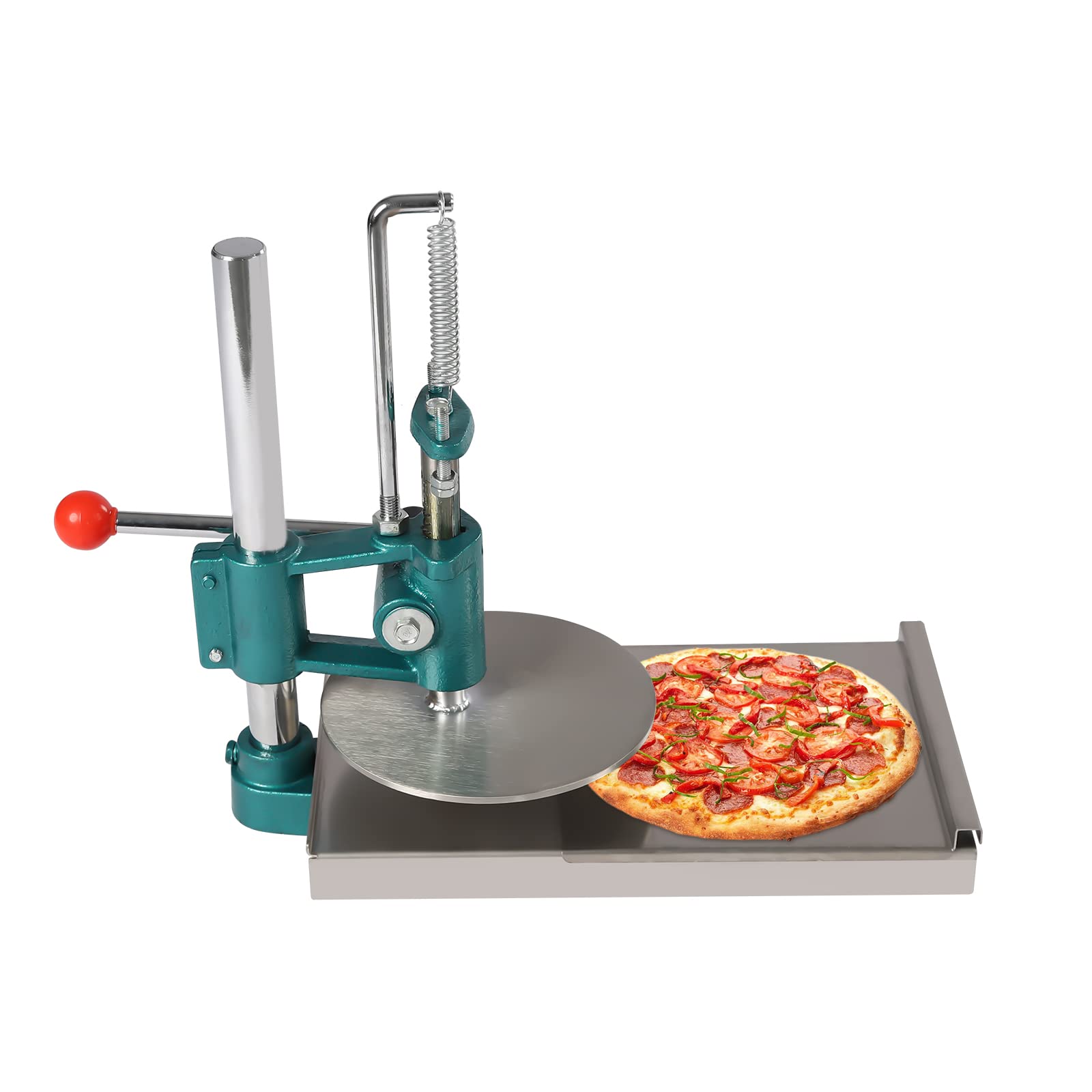 Stainless Steel Manual Dough Press Machine - 7.9 Inch Large Pizza Dough Presser for Pies, Pastry & Bread | Adjustable Thickness | Home & Commercial Kitchen Use | Perfect for Restaurants, Bakeries & Pizza Shops