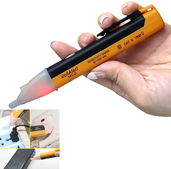 Non-Contact Voltage Tester Pen 90-1000V AC - Electrical Power Detector with LED Light & Audible Alert - Cable Circuit Tester for Home, Electrician, and DIY Electrical Safety Checks