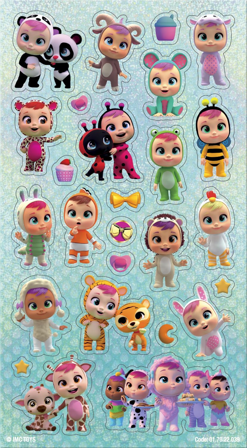 Cry Babies Mega Sticker Pack - Official Reusable Stickers for Kids Rooms & Notebooks