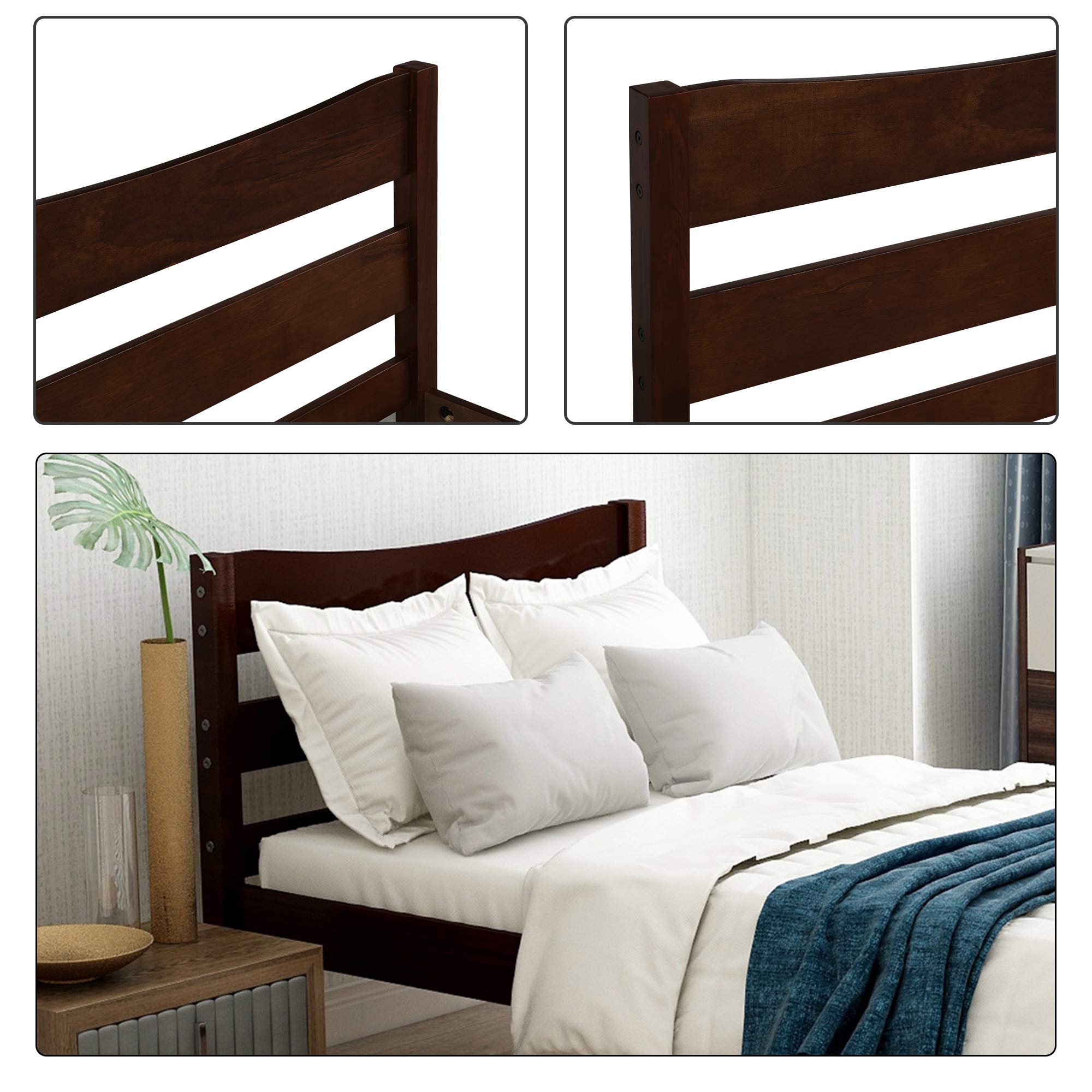 **Merax Solid Wood Twin Bed Frame with Headboard - No Box Spring Needed, Easy Assembly Platform Bed for Kids & Teens - Perfect for Bedrooms, Dorms & Guest Rooms**