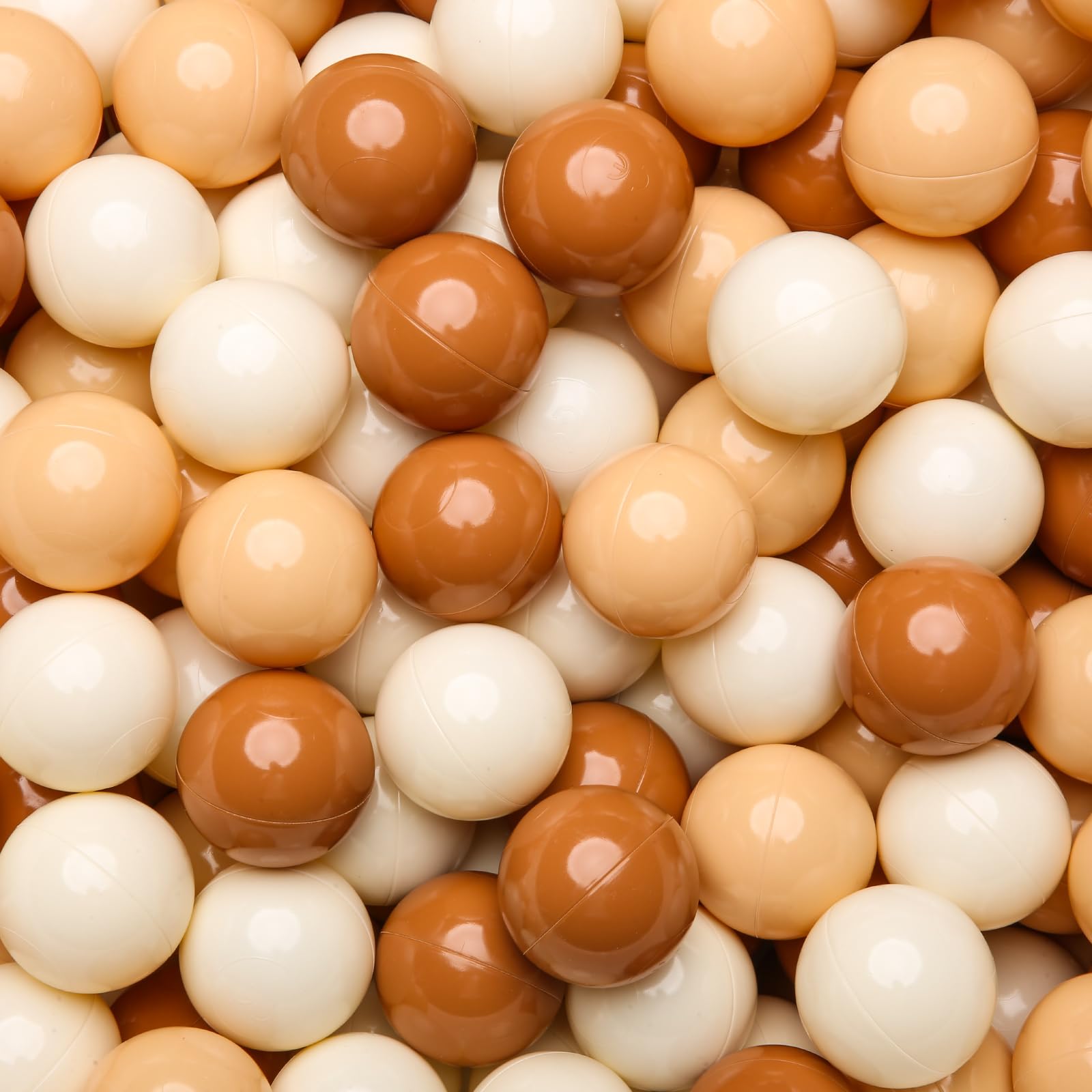 GOGOSO 2.15 Inch 100-Piece Play Balls for Ball Pit - Colorful Plastic Balls for Kids Play, Sensory Play, and Christmas Decorations (Coffee, Beige, White) - Perfect for Indoor Playrooms, Daycares, and Holiday Parties