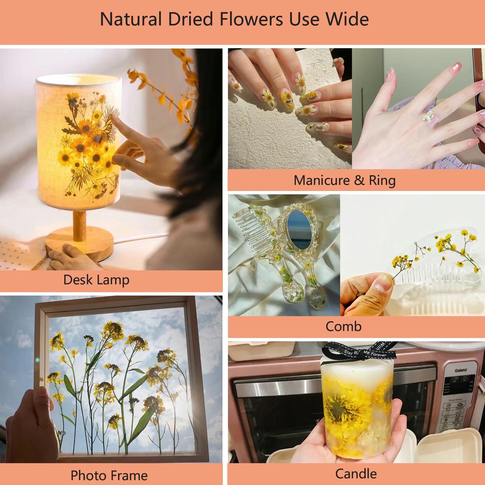 50 Pcs Natural Dried Pressed Flowers & Leaves Kit for Resin Art, DIY Crafts, Candle & Soap Making - Perfect for Christmas Gifts, Nail Decor & Home Decoration
