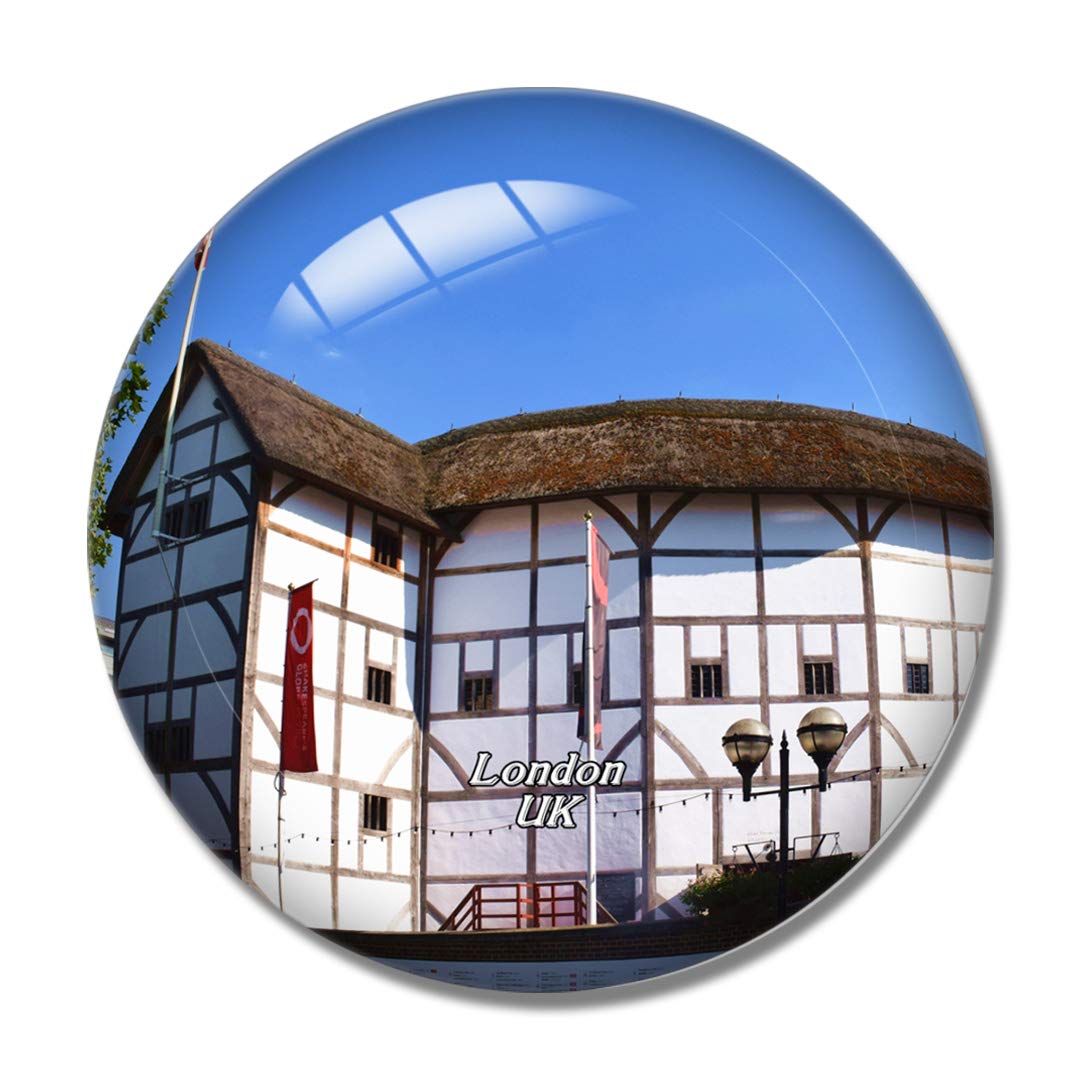UK England London Globe Theatre 3D Crystal Glass Fridge Magnet - Whiteboard Magnetic Souvenir for Travel Lovers & Shakespeare Fans | Perfect for Refrigerators, Offices & Gift Giving