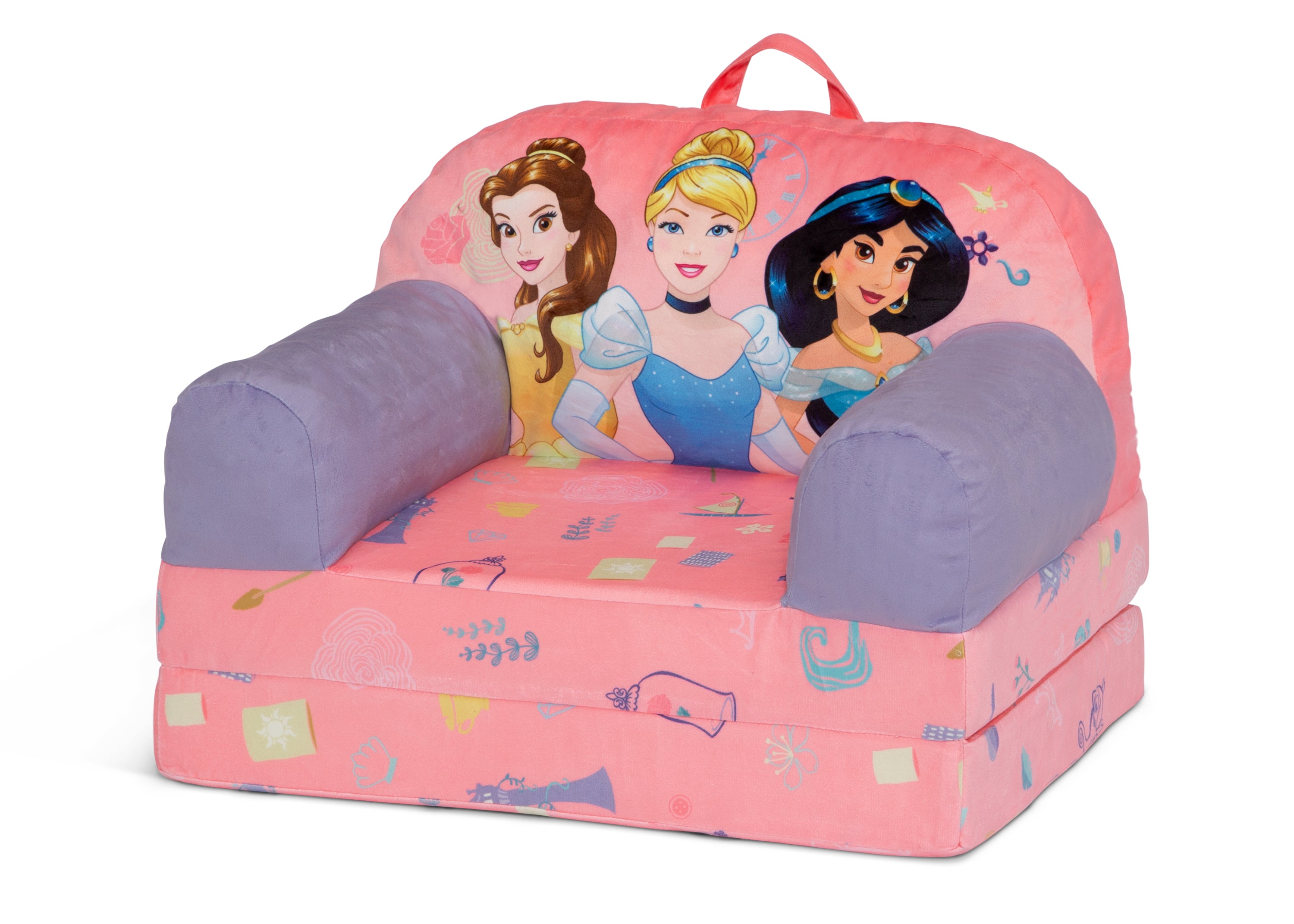 Princess Cozee Buddy Flip Out Chair - Soft Plush Kids Lounge Chair for Girls, Foldable & Portable - Perfect for Bedroom, Playroom, or Reading Nook