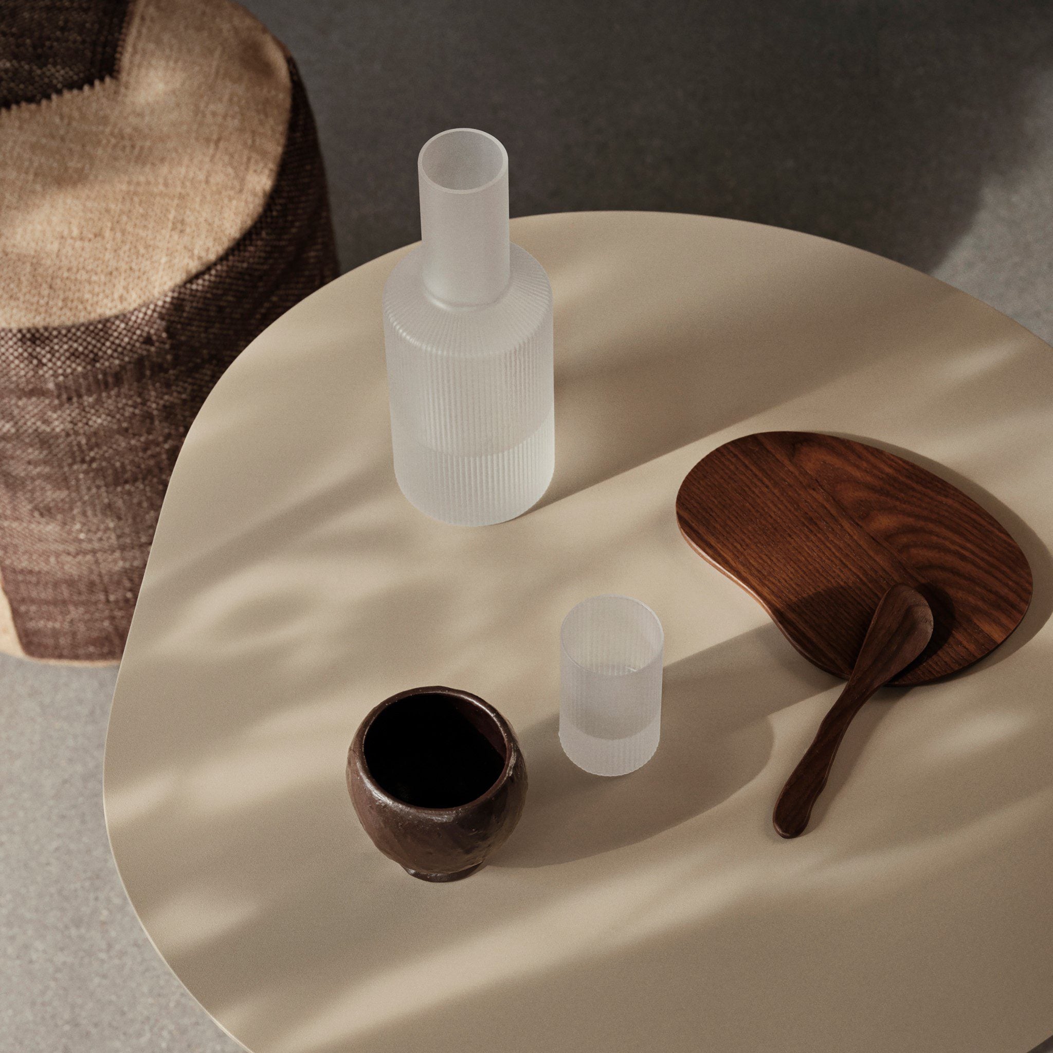 FERM LIVING Ripple Carafe - Frosted Glass Water Pitcher with Elegant Wave Design - Perfect for Serving Water, Juice & Cocktails at Dinner Parties & Home Decor
