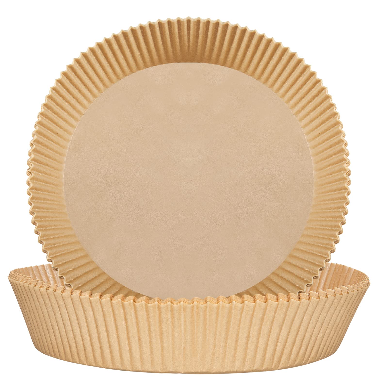 Patelai 100-Pack 8-Inch Unperforated Round Air Fryer Paper Liners - Non-Stick Parchment Basket for Baking, Roasting & Microwave Use | Natural Color | Perfect for Quick Meals, Healthy Cooking & Easy Cleanup