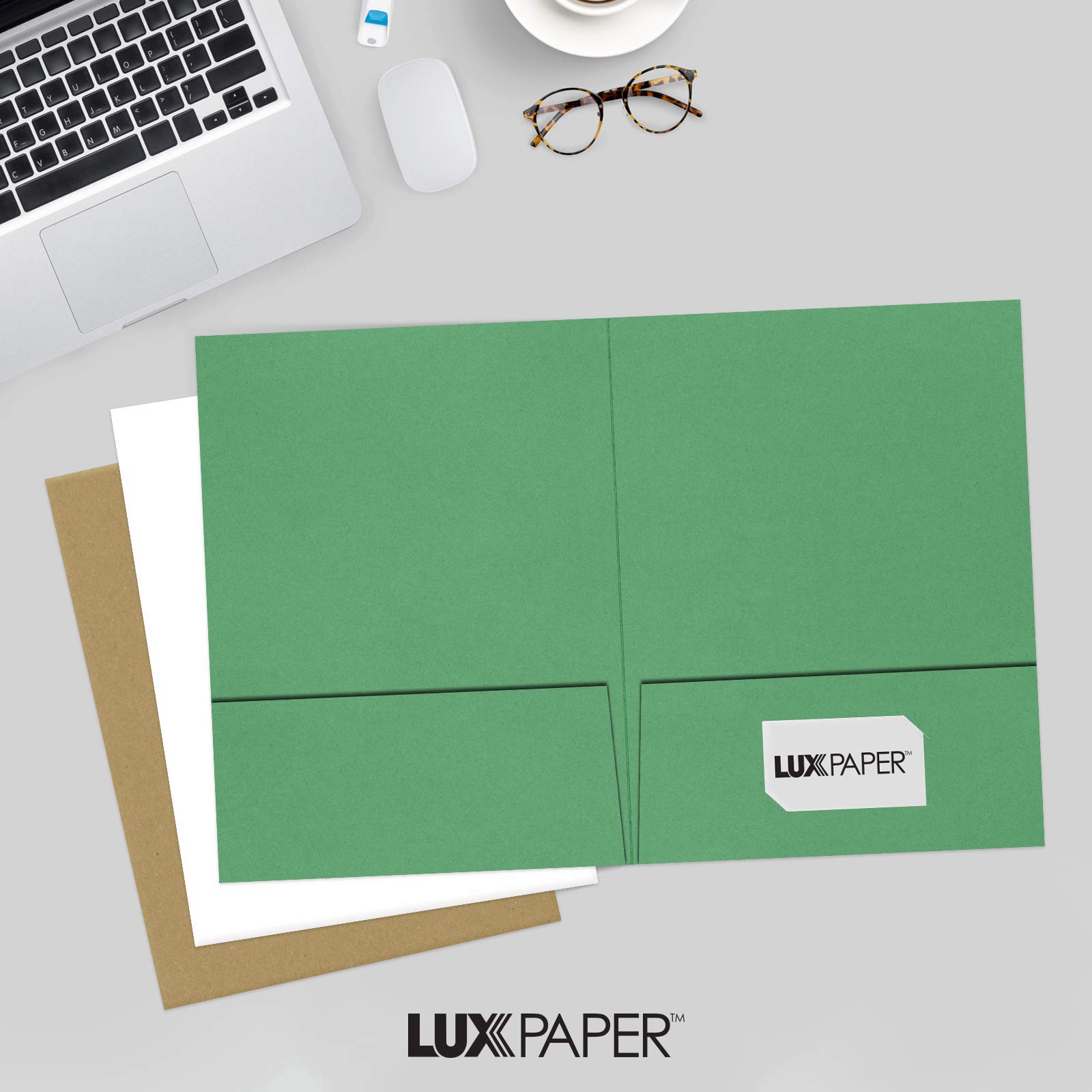 Premium 9 x 12 Presentation Folders - 100 lb. Holiday Green with 2 Pockets - Holds Standard 8.5 x 11 Paper - Ideal for Professional Documents, Brochures, School Reports - 50 Pack (Green) - Perfect for Office, School, Business Meetings & Document Organization