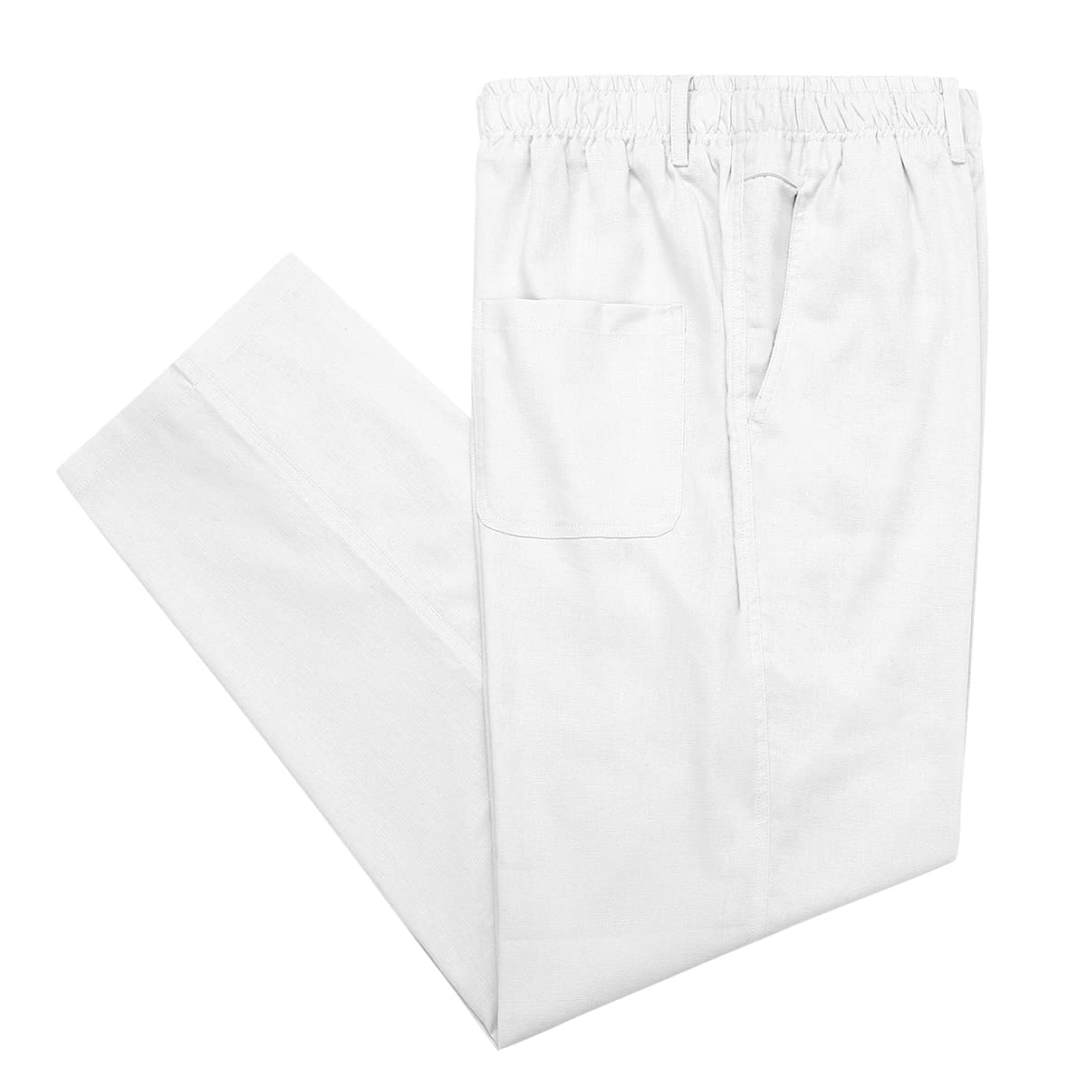 IDEALSANXUN Men's Linen Pants - Elastic Waist Loose Fit Casual Cotton Linen Beach Pants for Summer | Comfortable & Breathable for Travel, Lounge & Outdoor Activities