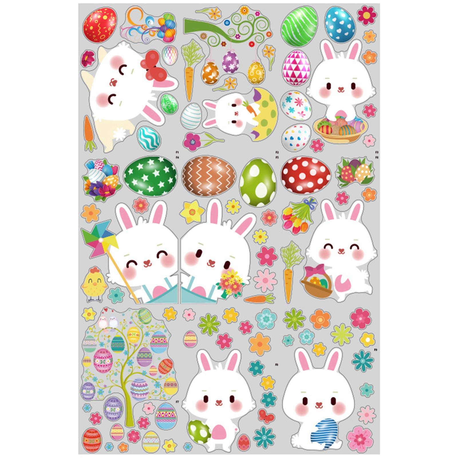 Fangren Wall Decals - Cute Rabbit & Easter Egg Stickers for Bedroom, Fridge, Kids Room Decor | DIY Graffiti Art Decals for Easter Party & Home Decoration