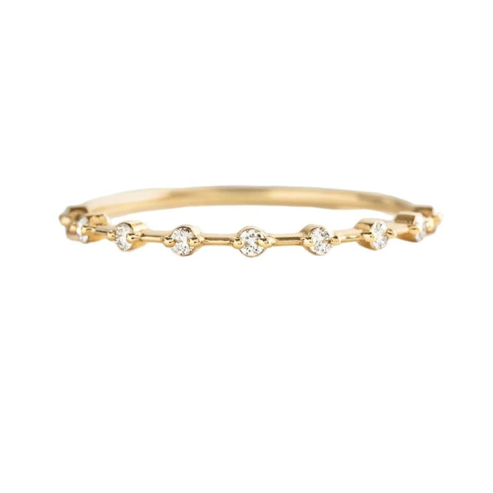 1 Ct Round Cut Diamond Eternity Band Ring - 14K Yellow Gold Plated 925 Sterling Silver Wedding Ring for Women, Handmade Minimalist Anniversary Promise Ring - Perfect Gift for Her, Valentine's Day, Engagement & Special Occasions