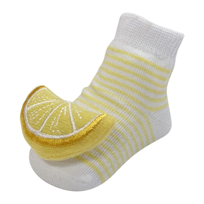 Adorable Fruit-Themed Rattle Socks for Baby Girls 0-6 Months - Lemon, Strawberry & Watermelon Design | Perfect for Playtime, Sensory Development & Cute Baby Outfits