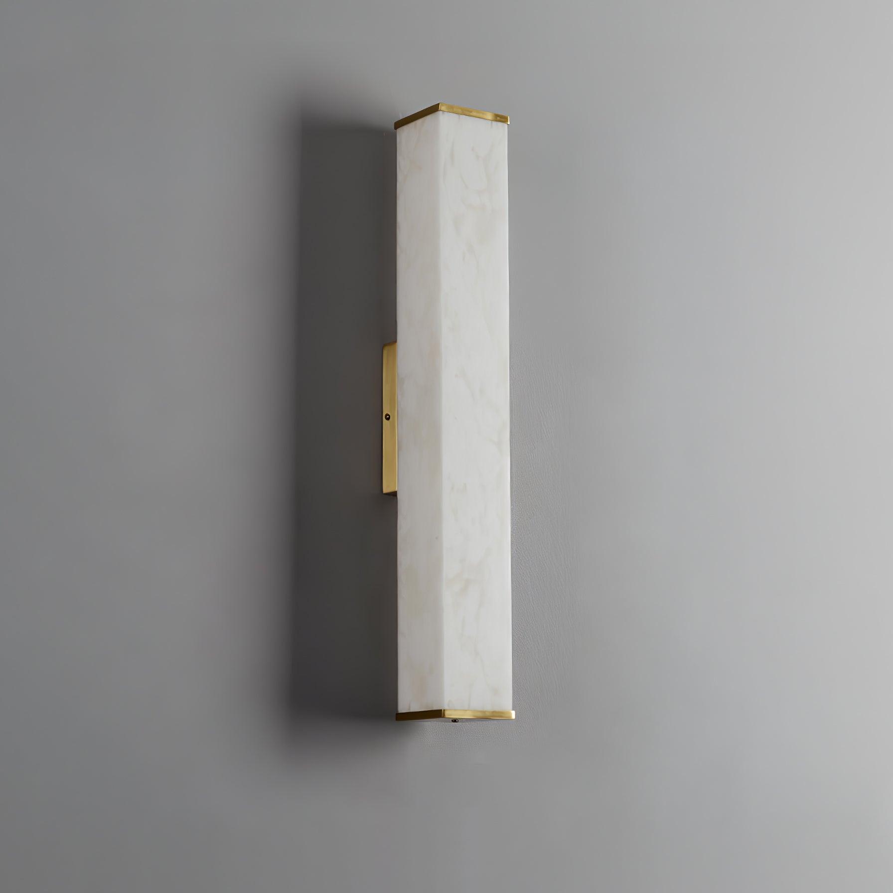 Modern Cuboid Alabaster Wall Light - Minimalist White LED Sconce for Bedroom, Hallway & Living Room - Dimmable Indoor Lighting Fixture