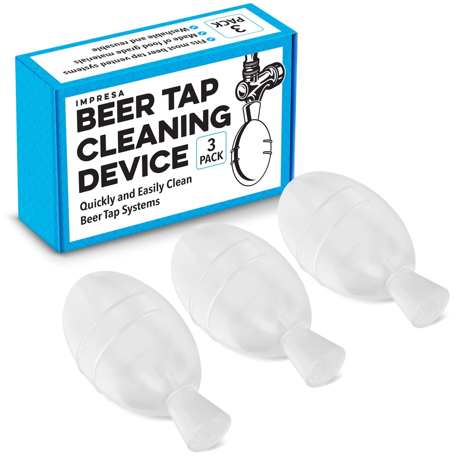 IMPRESA 3-Pack Beer Line Cleaner Kit - Professional Draft Keg Tap Cleaning Tool with Faucet Plug Alternative - Perfect for Home Brewers, Bars & Restaurants - Keep Your Beer Fresh & Tasty