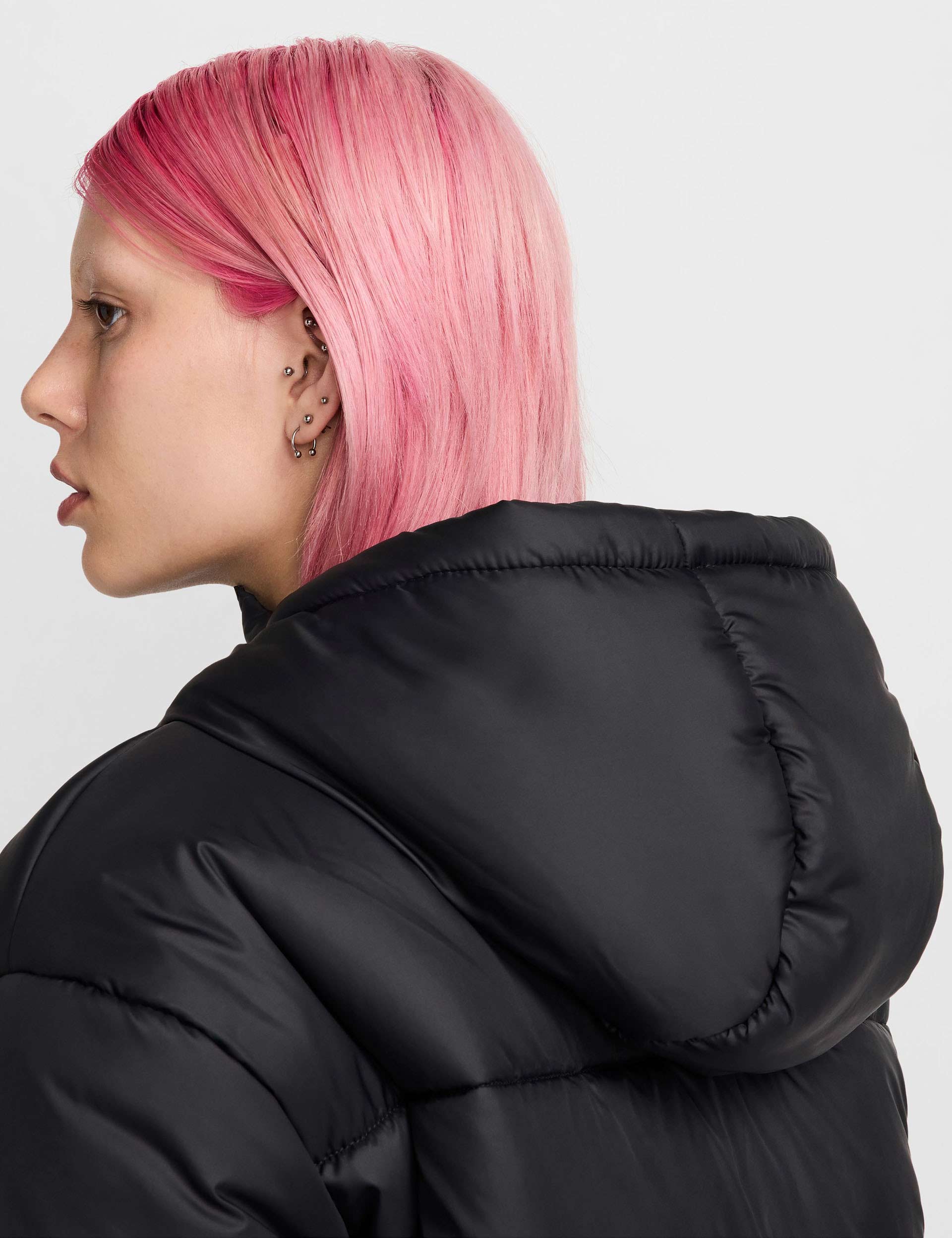 Classic Puffer Therma Fit Hooded Jacket for Men & Women - Lightweight Winter Sportswear for Running, Hiking & Outdoor Activities (Black/White)