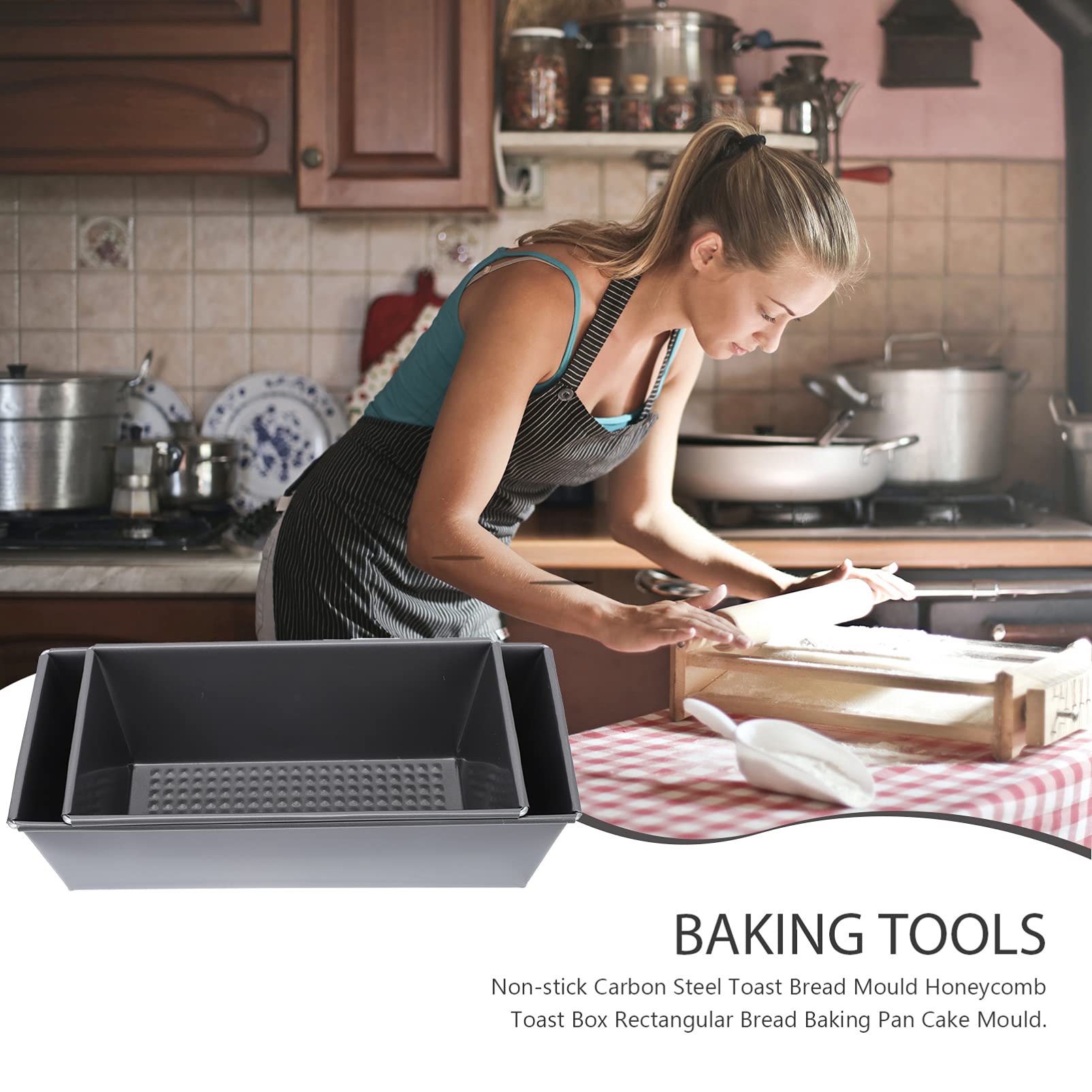 2-Piece Carbon Steel Non-Stick Bread Loaf Pan Set - Reusable Toast & Cake Baking Mold for Homemade Bread, Pastries & Desserts | Perfect for Kitchens, Bakeries & Coffee Shops