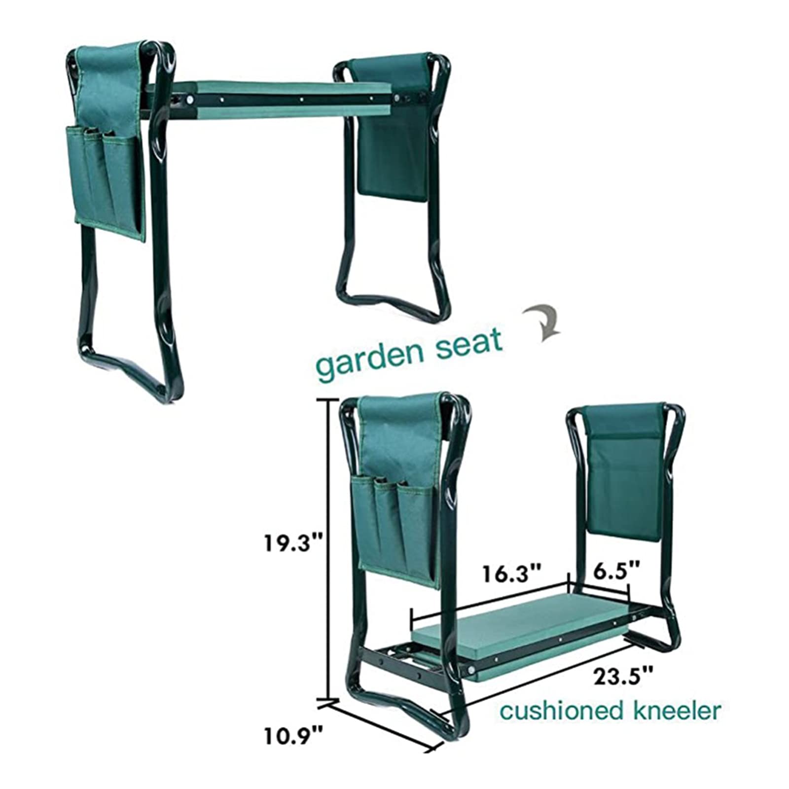 **Foldable Stainless Steel Garden Kneeler & Seat with Tool Bag & EVA Kneeling Pad - Gardening Gifts & Supplies for Outdoor Planting, Weeding & Yard Work**