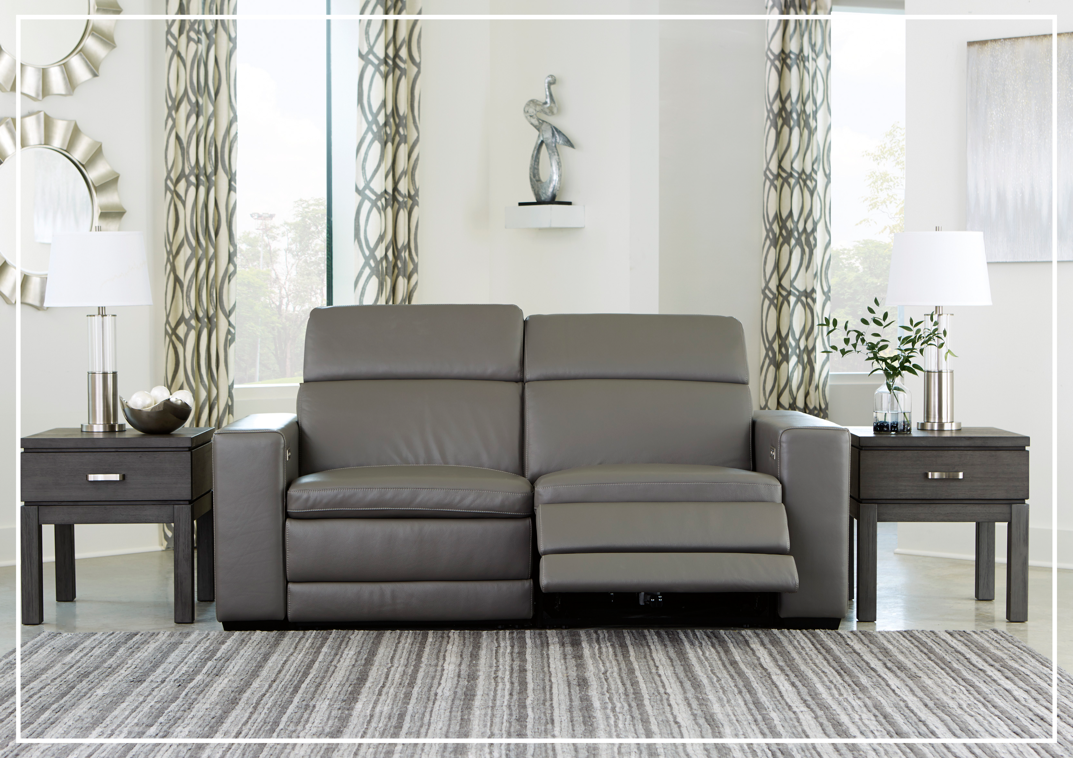 Gio Italia Titan 2-Seater Dual Power Reclining Loveseat - Genuine Leather Sofa for Living Room, Home Theater & Relaxation