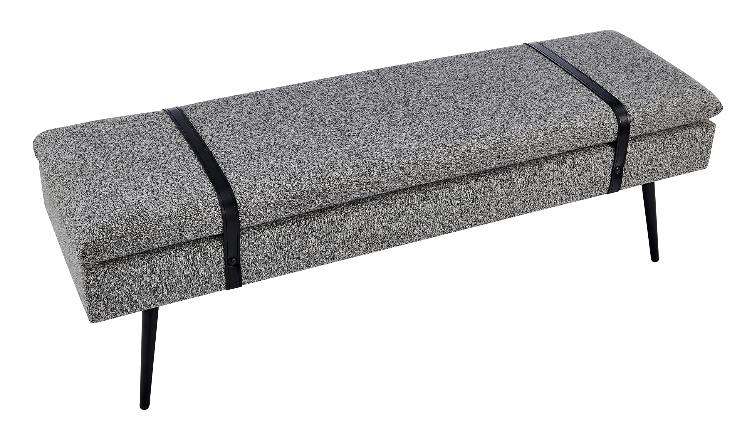 Zuney Fabric Bench with Storage, Princeton Gray - Upholstered Entryway Bench, Living Room Seat, Bedroom Storage Ottoman for Home Decor