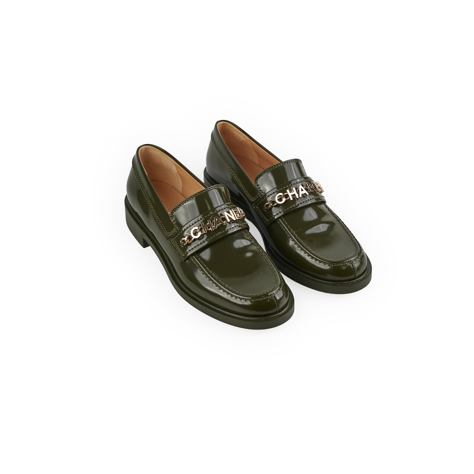 Chanel Green Patent Leather Loafers Women's Size 41 - Stylish & Comfortable for Work, Office & Casual Outfits