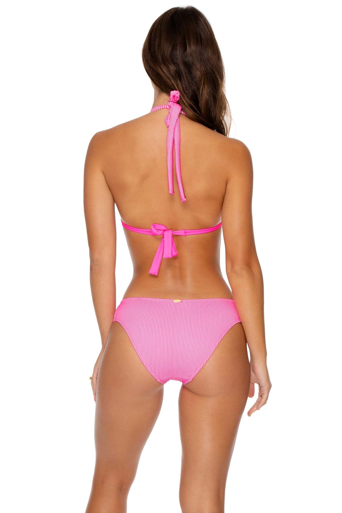 Luli Fama Women's Luli Babe in Miami Halter Bikini Top - Barbie Pink | Sexy Swimwear for Beach, Pool & Vacation | Adjustable Straps & Comfortable Fit