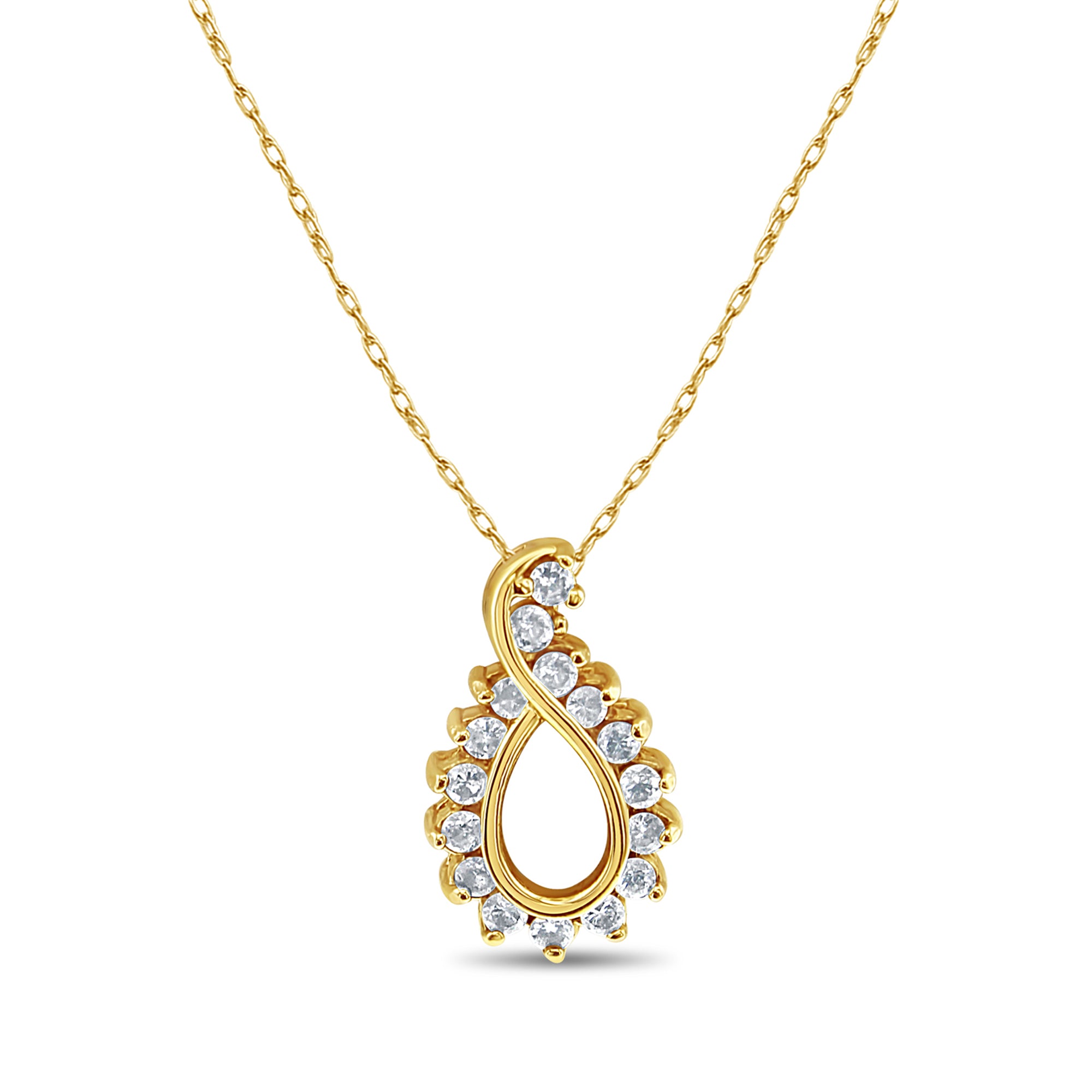 14K Yellow Gold Diamond Teardrop Necklace - 0.33cttw Elegant Pendant Jewelry for Women, Perfect Gift for Anniversary, Valentine's Day & Special Occasions