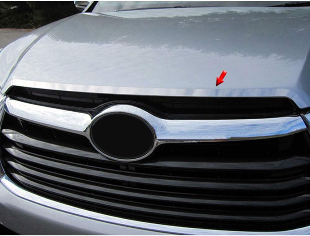 Stainless Steel Hood Vent Accent Trim for 2014-2019 Toyota Highlander - Durable Car Exterior Accessory for Off-Road & Street Style Enhancement
