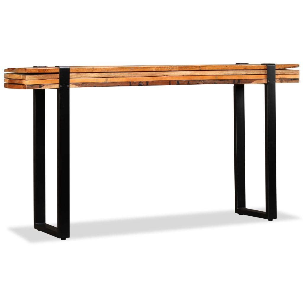 FAMIROSA Solid Reclaimed Wood Console Table - Adjustable Height Entryway Sofa Table for Living Room, Hallway & Bedroom Decor