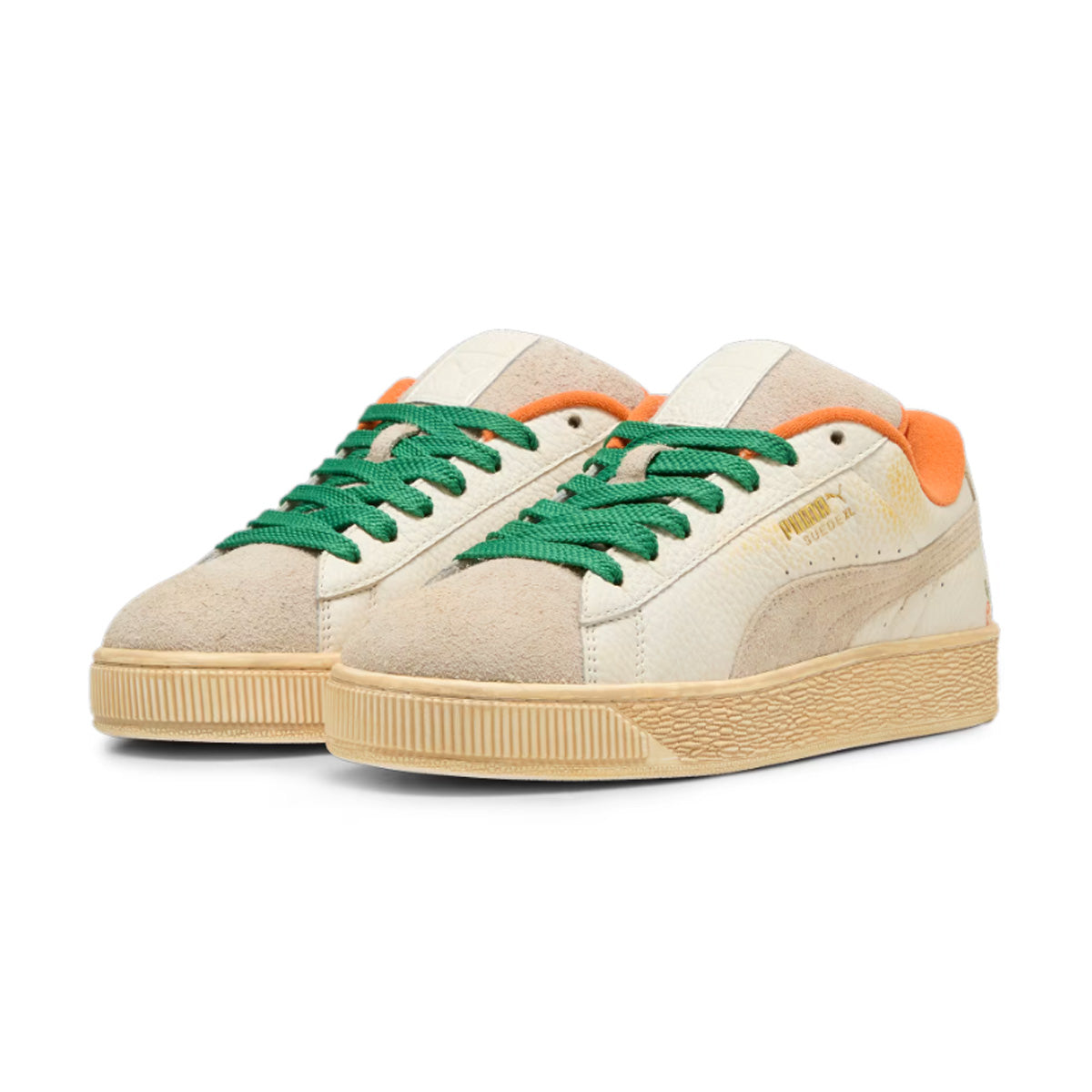 Carrots Suede XL Sneakers in Warm White & Rickie Orange | Stylish & Comfortable Men's Shoes for Casual Wear, Street Fashion & Everyday Outfits