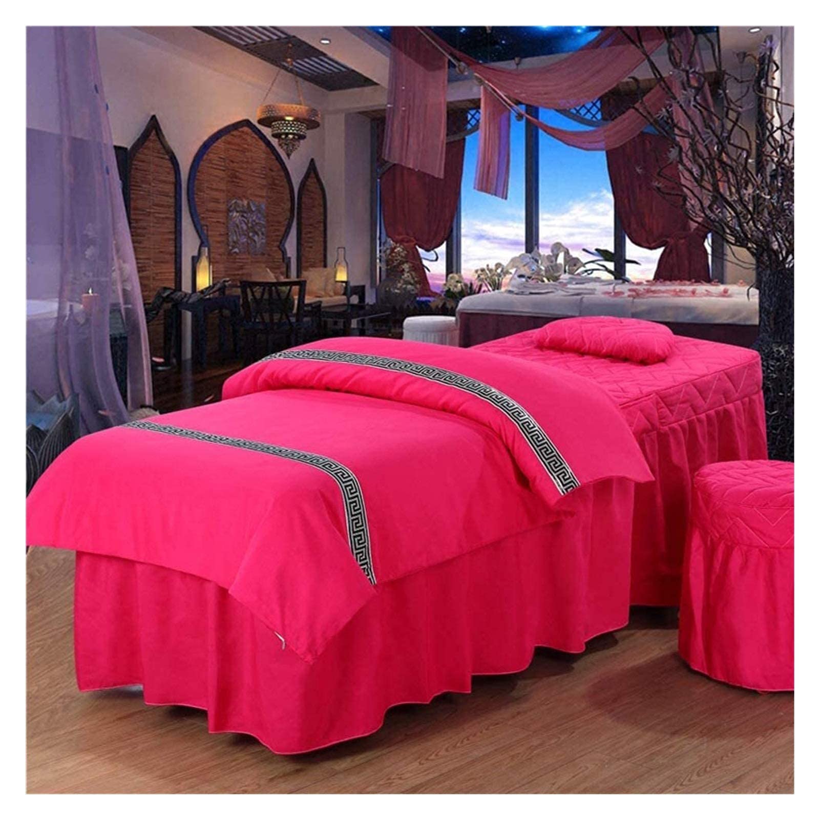 AWJ 4-Piece Microfiber Massage Table Sheet Set - Hypoallergenic, Skin-Friendly Beauty Bed Cover for Spa, Salon & Massage Therapy - 70x190cm (28x75inch) - Perfect for Professional Massage Tables, Facial Beds & Salon Treatments
