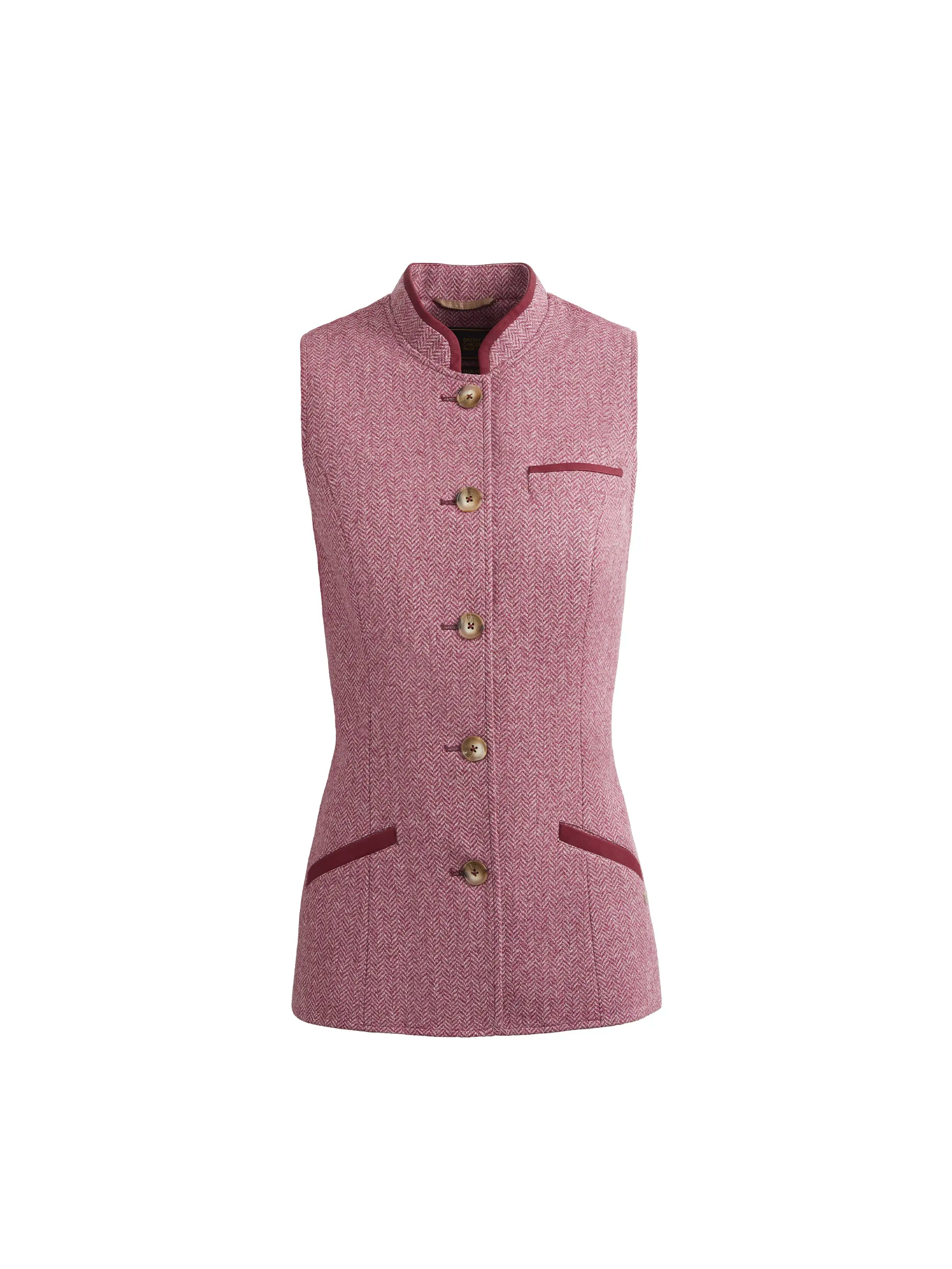Madeline Gilet Pink Herringbone Vest - Breast Cancer Awareness Women's Fashion Top for Fall & Winter Layering | Office Wear, Casual Outfits, Charity Events