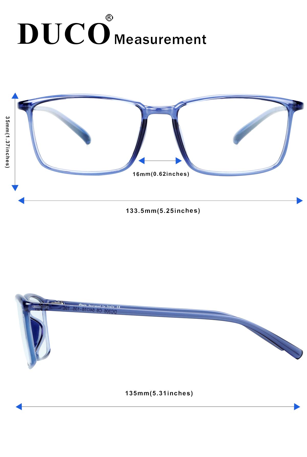 DUCO Blue Light Blocking Glasses for Computer & Gaming - Super Lightweight Anti Blue Ray Eyewear with Stylish Frame 306 | Reduce Eye Strain for Office Work, Online Classes & Night Screen Use