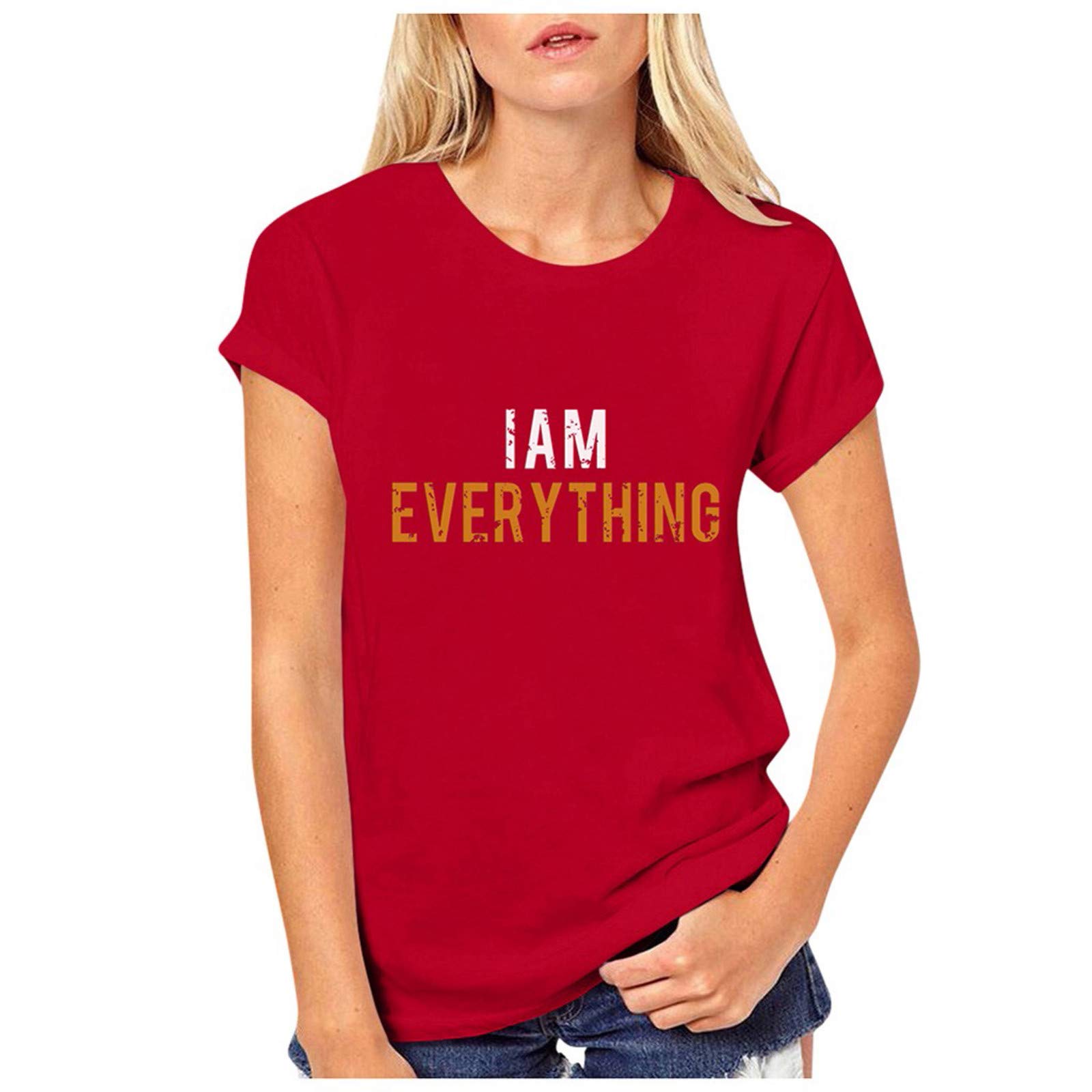 Valentine's Day Matching Couple T-Shirts - Women's Love Print Blouse & Short Sleeve Tops for Exercise & Date Night Outfits