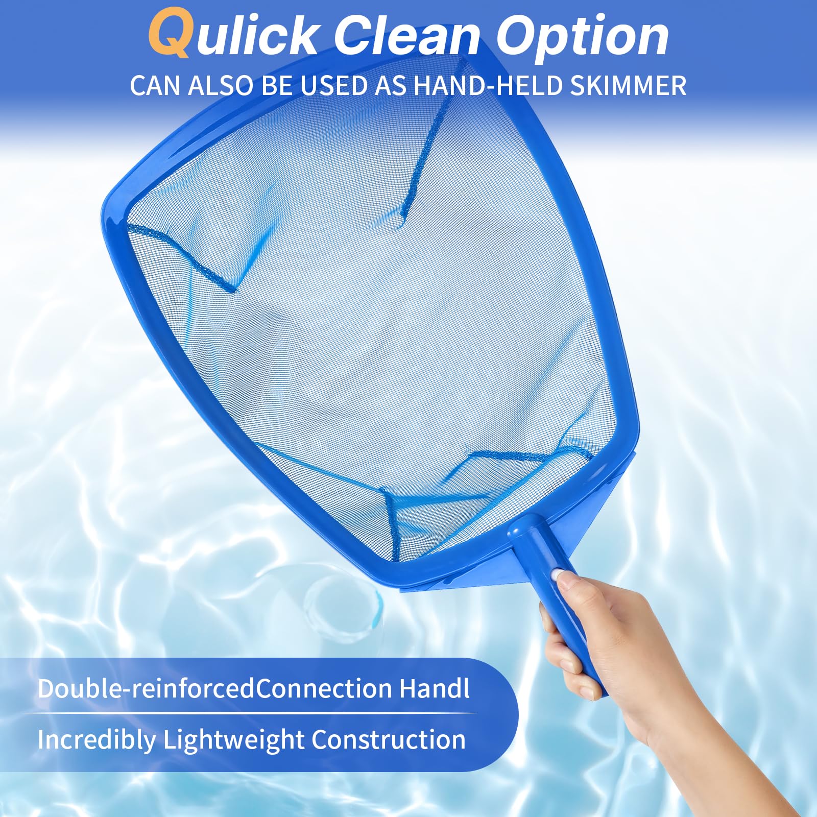 Tavaleu Pool Skimmer Net - Heavy Duty Leaf Skimmer for Swimming Pools, Reinforced Frame Design, No Pole Included | Perfect for In-Ground & Above Ground Pool Maintenance, Backyard Cleaning